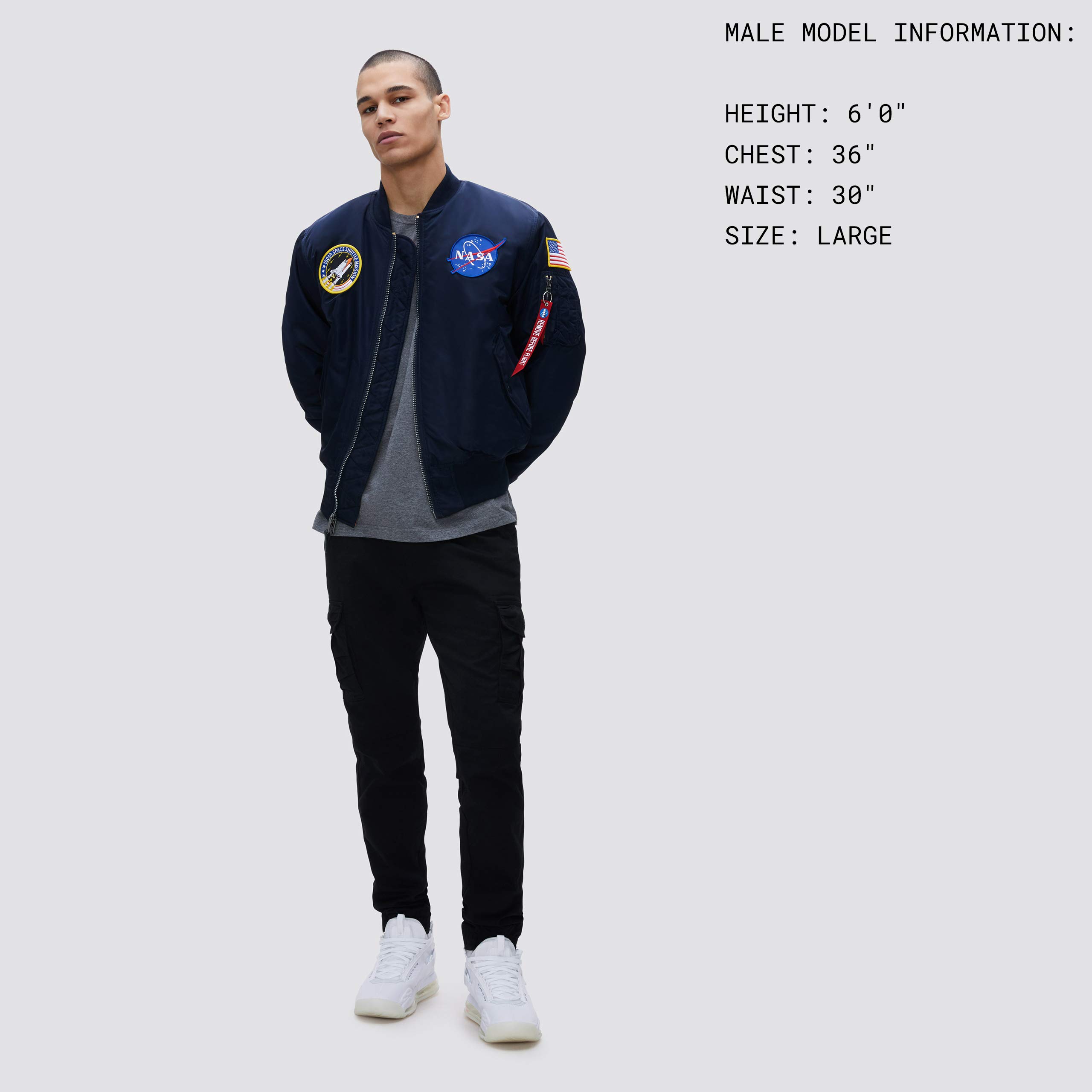 Alpha Industries MA-1 NASA Bomber Flight Jacket - Men's Military Pilot Jacket for Aviation Enthusiasts | Perfect for Casual Wear, Outdoor Adventures & Aviation-Themed Events