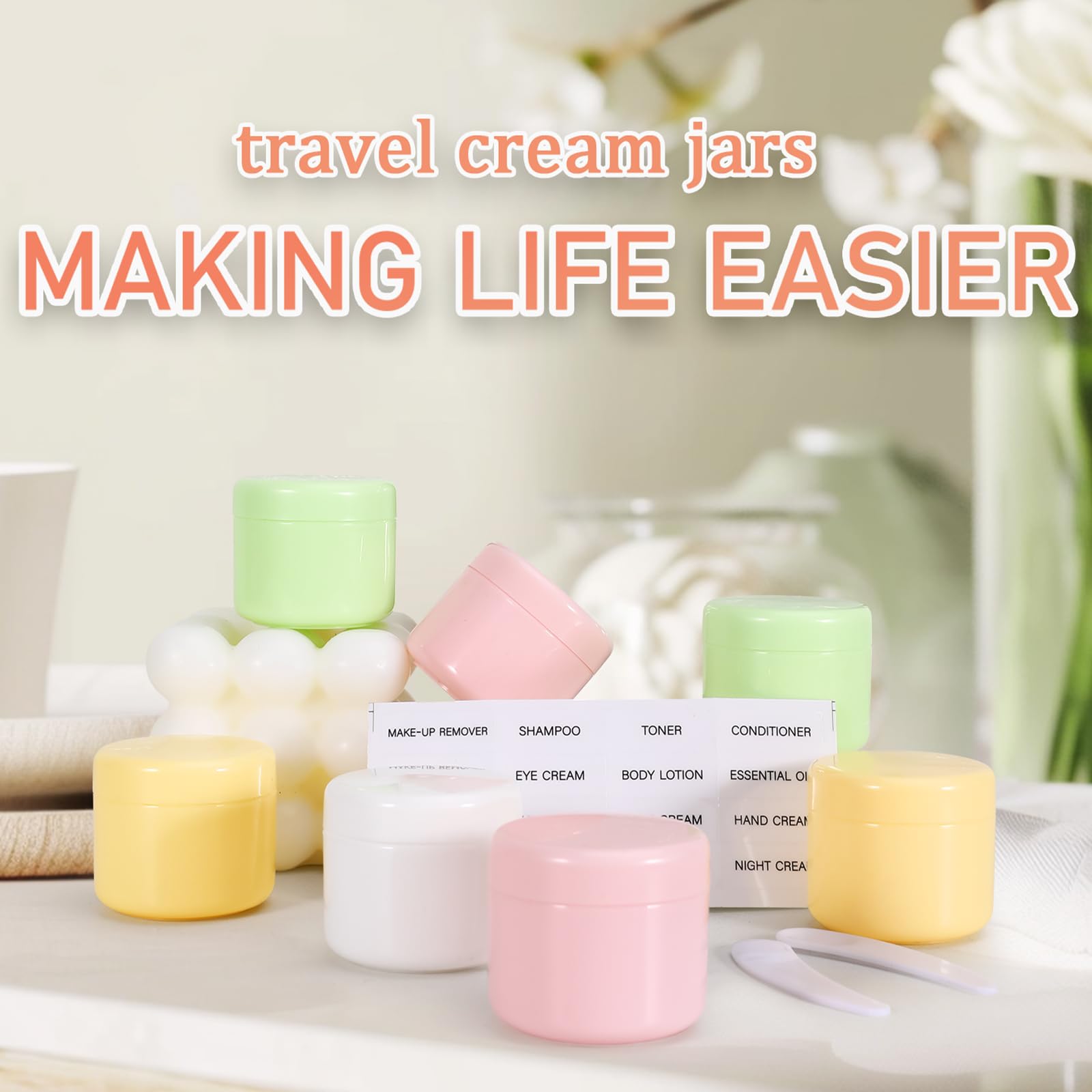 Refillable Travel Cream Jars - 6 Pack 1oz Empty Plastic Cosmetic Containers with Lids | TSA Approved for Hand Cream, Lotion & Makeup | Perfect for Air Travel, Gym Bag & On-The-Go Skincare