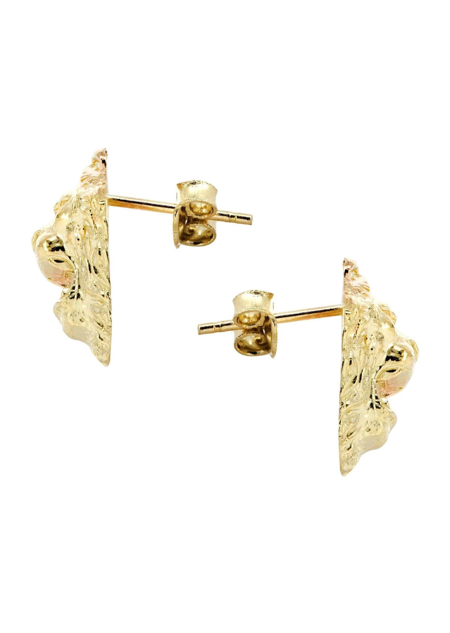 10K Gold Lion Head Earrings for Men - 1/2 Inch Wide | Stylish Hip Hop Jewelry for Parties & Gifts
