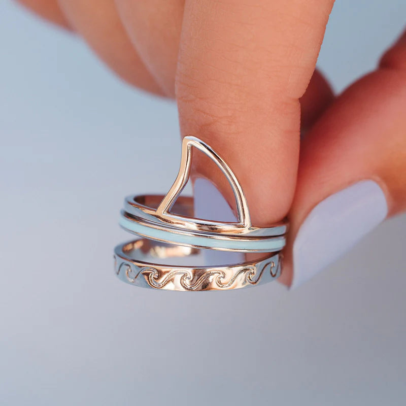 Shark Week Stackable Rings Set - 6 Piece Stainless Steel Adjustable Rings for Women - Perfect for Gifts, Parties, and Everyday Fashion Accessories