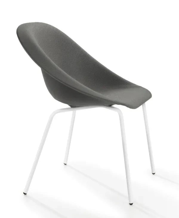 Karim Rashid Hoop Side Chair with Metal Base & Upholstered Seat - Modern Dining Room, Office, or Lounge Furniture for Home & Commercial Spaces