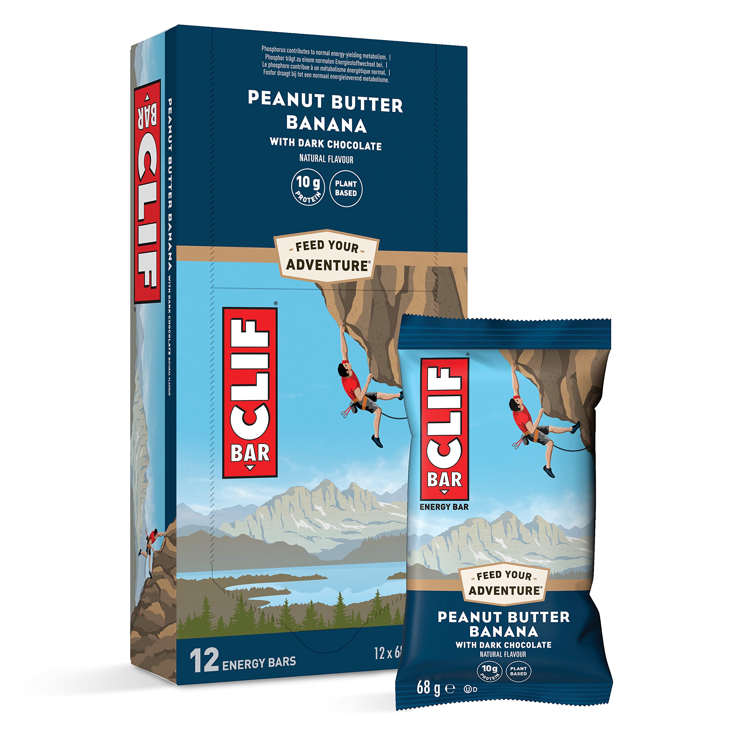 CLIF Bar Energy Bars - Peanut Butter Banana Flavor, 12 Pack (12 x 68g) | High Protein Snack for Hiking, Camping & Workout Fuel