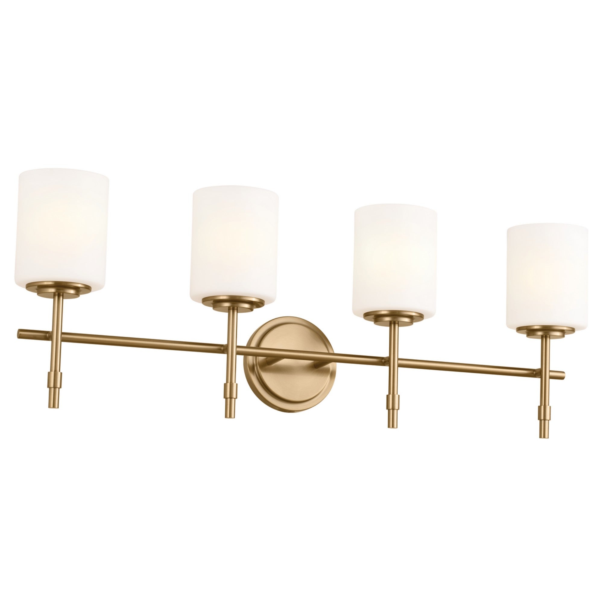 33-Inch 4-Light Bathroom Vanity Light with Satin Etched Opal Glass, Gold Finish - Perfect for Modern Bathrooms, Powder Rooms & Master Suites