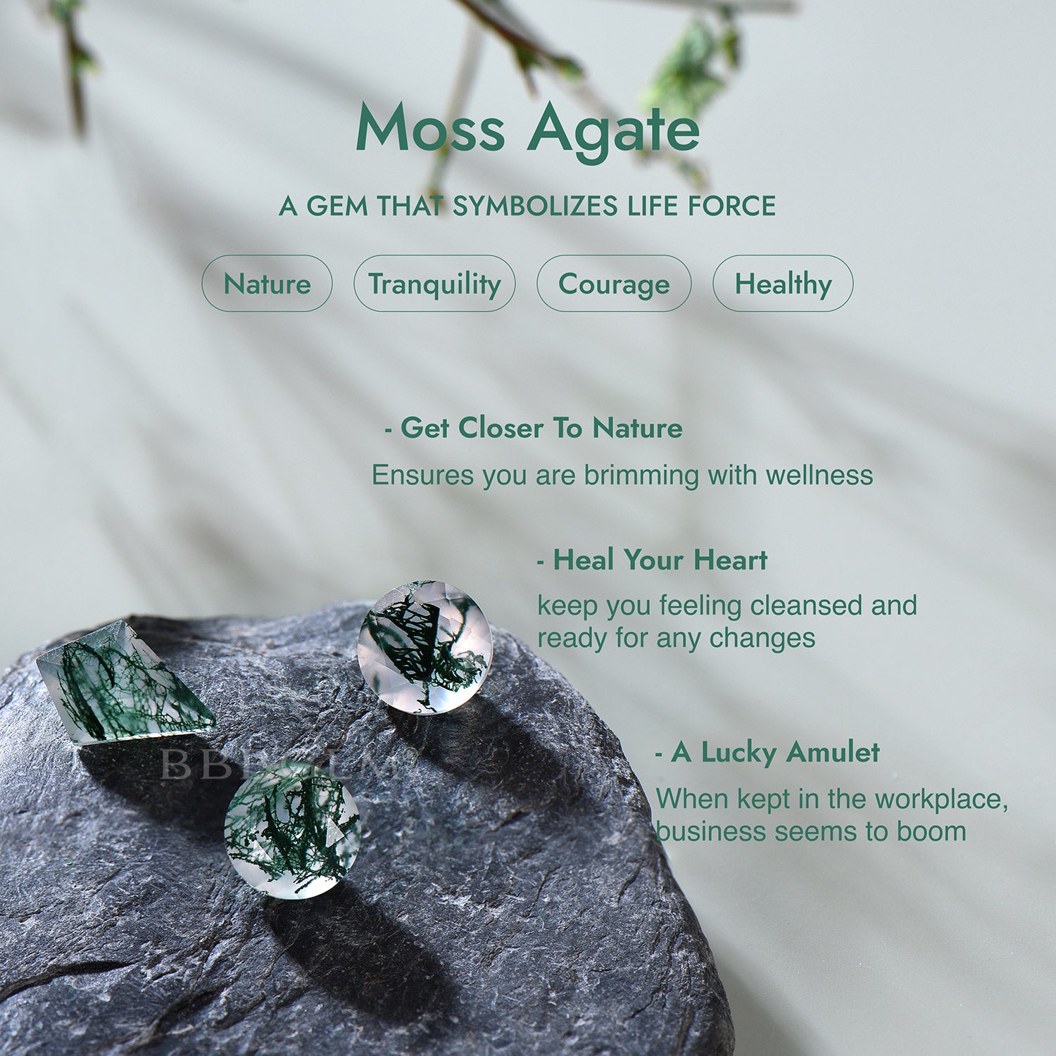 **Moss Agate Engagement Ring Set with Kite Cut Cluster & Black Spinel – Perfect for Weddings, Proposals, and Anniversary Gifts**