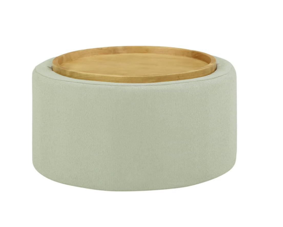 Modern Round Coffee Table with Storage Shelf - Stylish Sage Green Living Room Furniture for Small Spaces, Home Decor & Cozy Gatherings