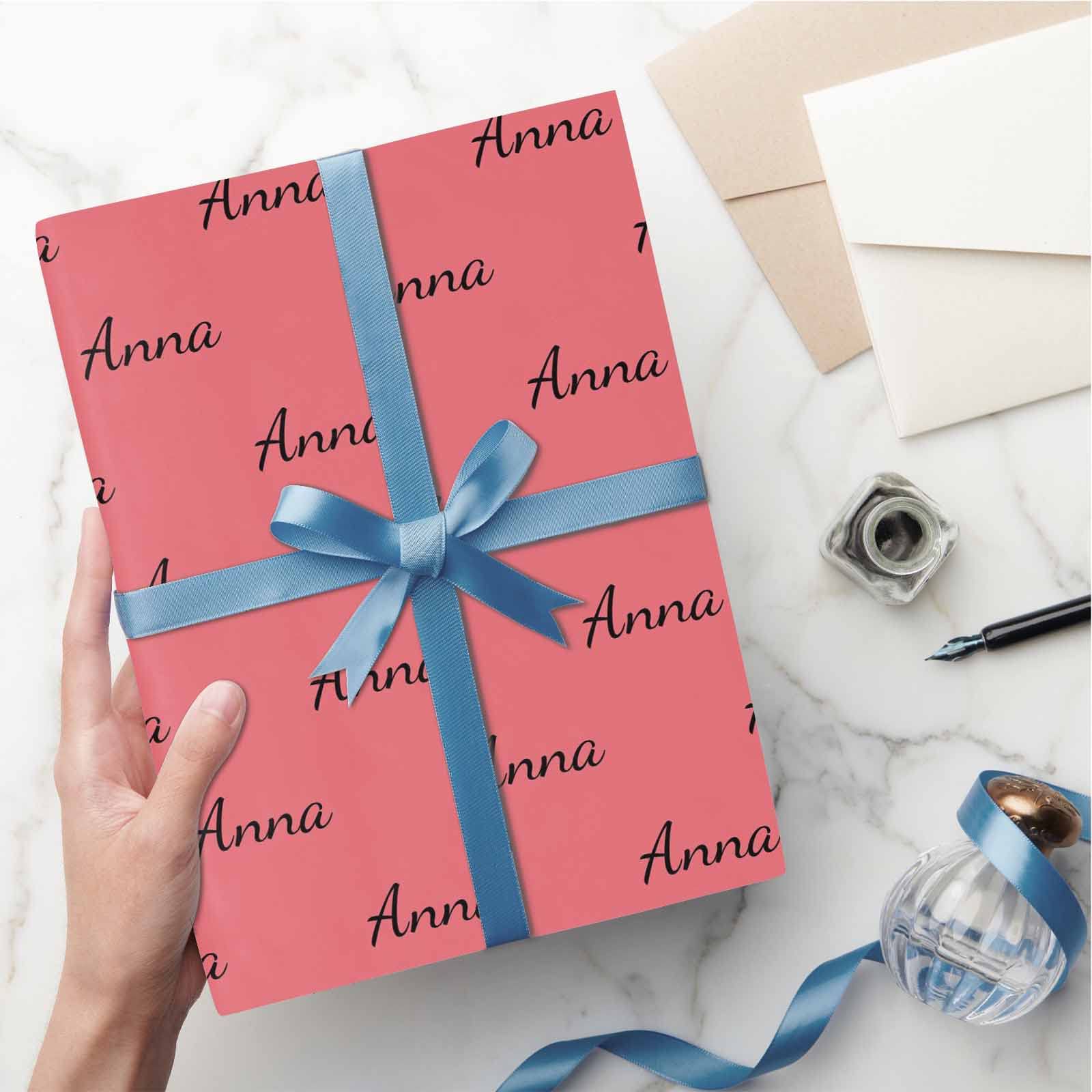 MyPupSocks Personalized Name Gift Wrapping Paper - Custom Dark Pink Logo Wrapping Paper Roll (58x23 inches) for Birthdays, Christmas, Anniversaries | Fun Present Wrap for Kids, Boys & Girls | Perfect for Party Favors, Holiday Gifts & Special Occasions