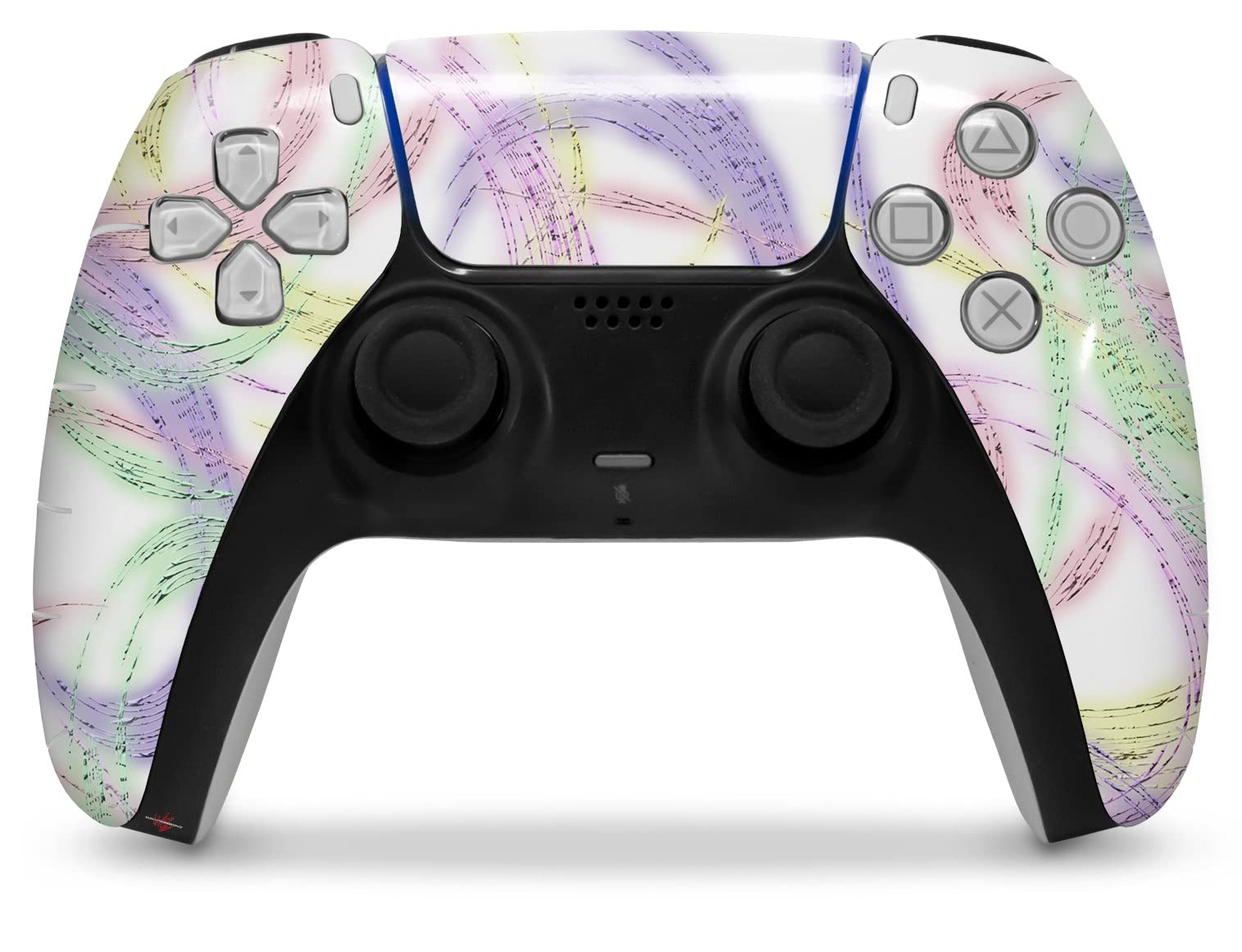 PS5 DualSense Controller Skin Wrap - Neon Swoosh White for Gaming Protection