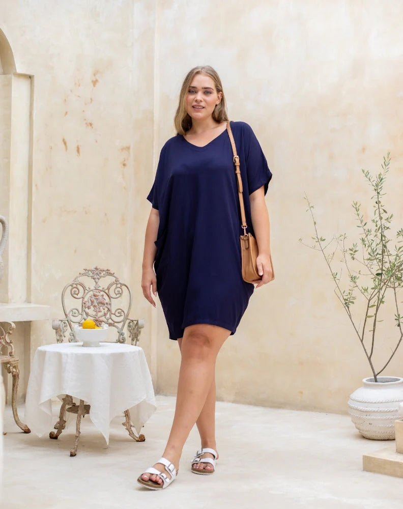Stylish Pocket Dress in Classic Ink Color - Perfect for Casual Outings, Office Wear & Special Occasions