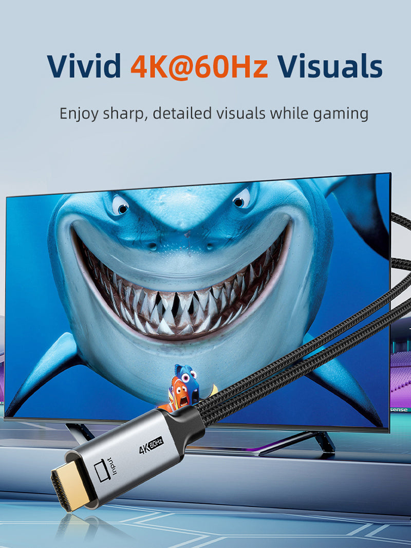 4K60Hz HDMI to USB Type C Cable with USB A Power Delivery - Connect Laptop to Monitor/TV for Work & Entertainment