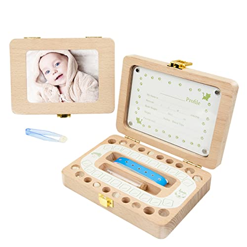 Yinuoday Wooden Baby Tooth Keepsake Box - First Tooth Storage Organizer for Lost Teeth, Milk Teeth & Lanugo - Perfect for Baby's First Tooth Fairy Gift & Childhood Memories