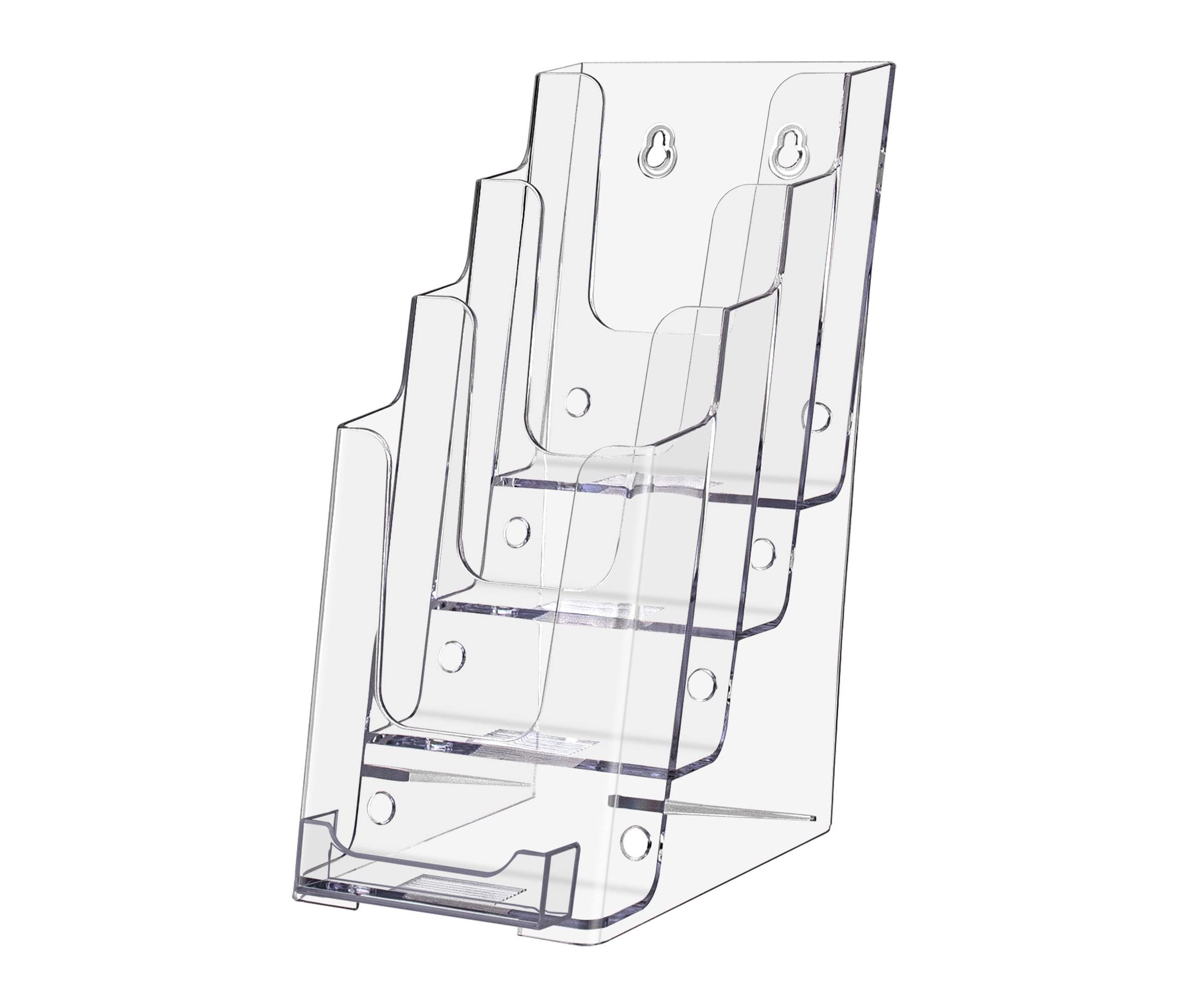 10 Pack Clear Acrylic Brochure Holders - Multi-Tier Counter Display for 4