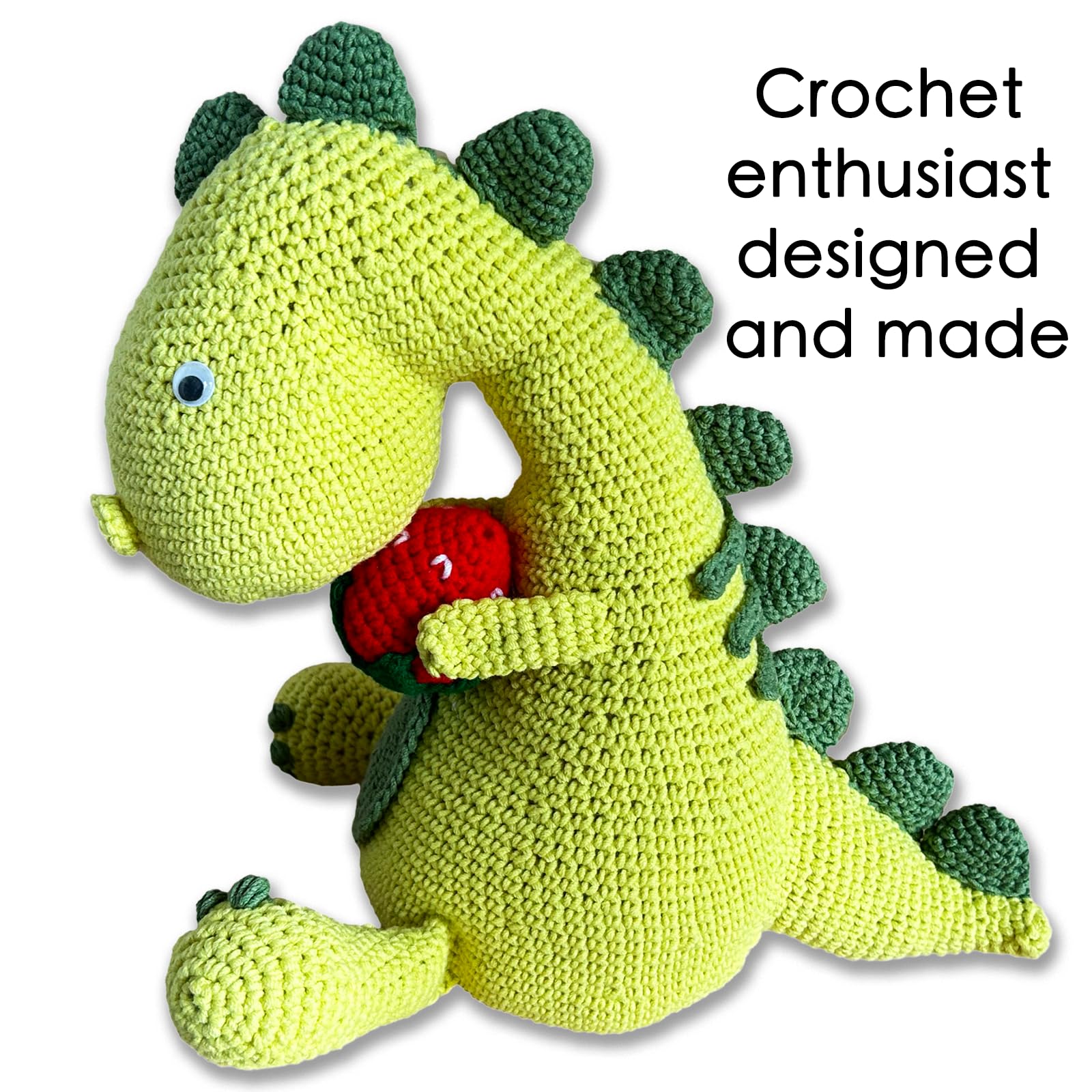 Handmade Crochet Dinosaur Doll - Emotional Support Gift for Birthday & Christmas - Party Decor