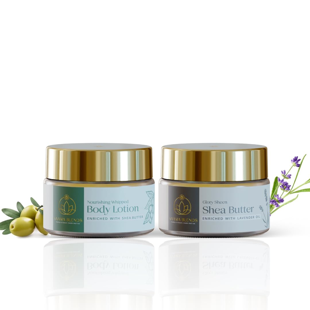 Vaama Blends Shea Body Butter & Body Polishing Kit - Deep Nourishing Moisturizer for Dry Skin, Hydrating Skin Care Combo (Pack of 2) | Perfect for Daily Hydration, Spa Day & Winter Skin Care Routine