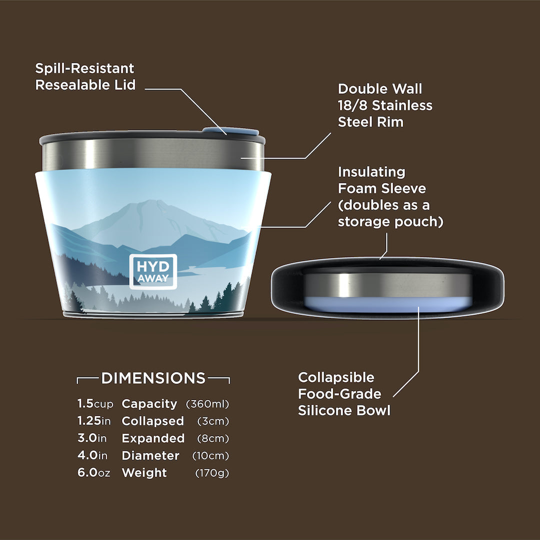Collapsible Insulated Bowl - 1.5 Cup Portable Food Container for Camping, Hiking & Travel | BPA-Free Thermal Bowl for Hot & Cold Meals On The Go