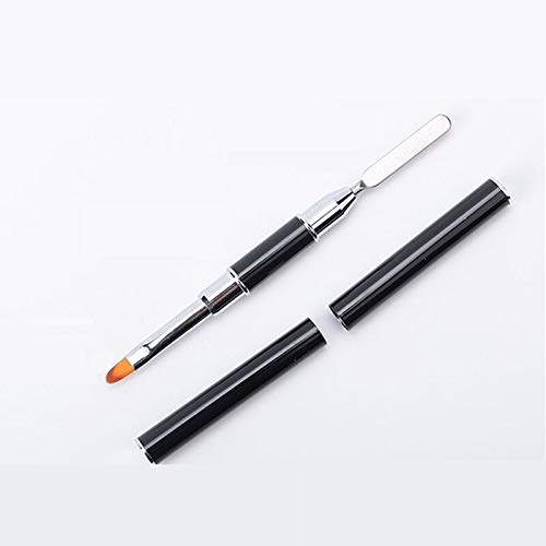 UV Nail Brush Dual-Ended Slice Shape Nail Art Tool with Nylon Hair - Professional Nail Tips Extension & Gel Building Kit (1pc) - Perfect for Salon, DIY Manicure & Nail Art Design