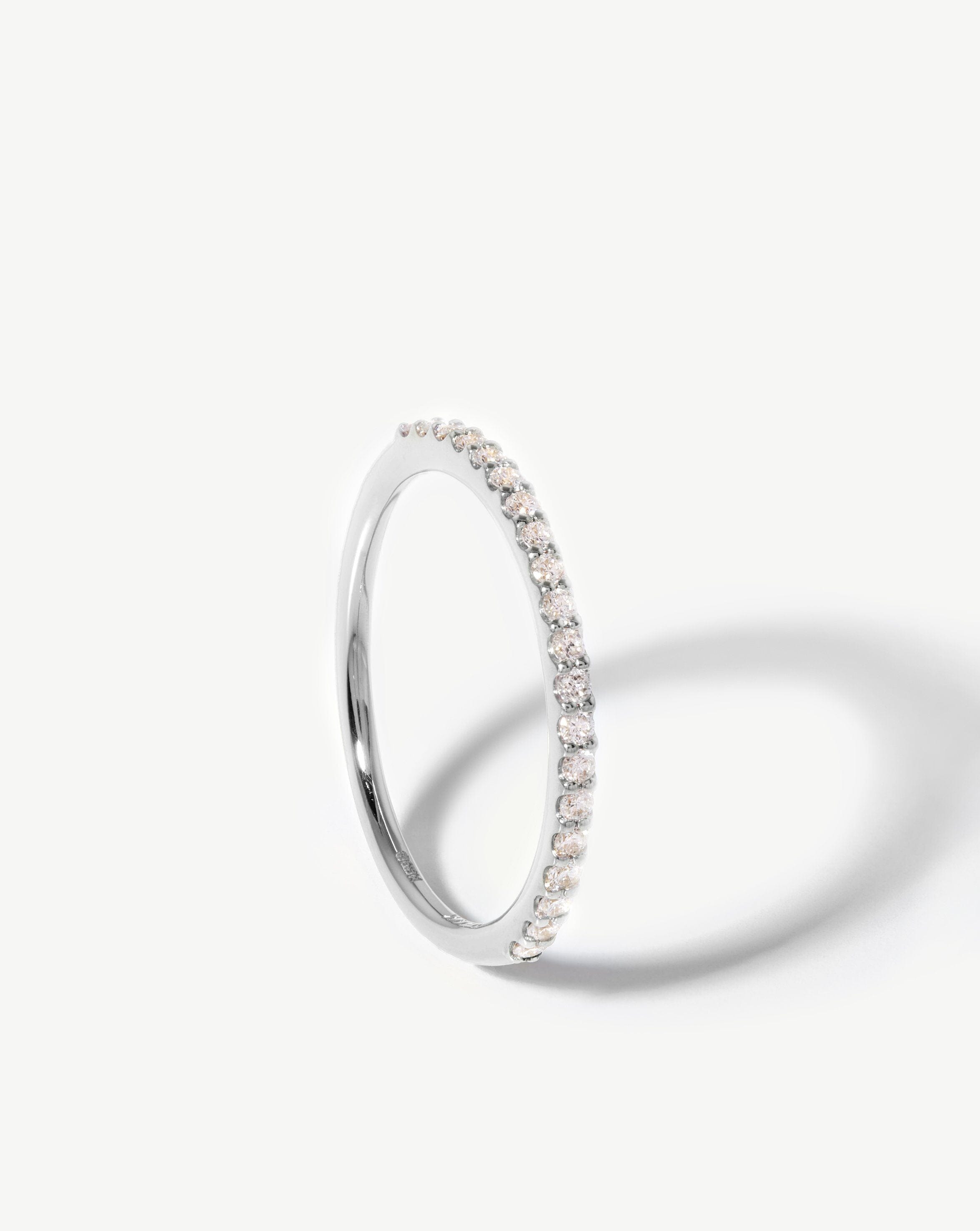 14K White Gold Diamond Eternity Band Ring for Women - Dainty & Elegant Wedding, Anniversary, or Promise Ring - Perfect for Everyday Wear & Special Occasions