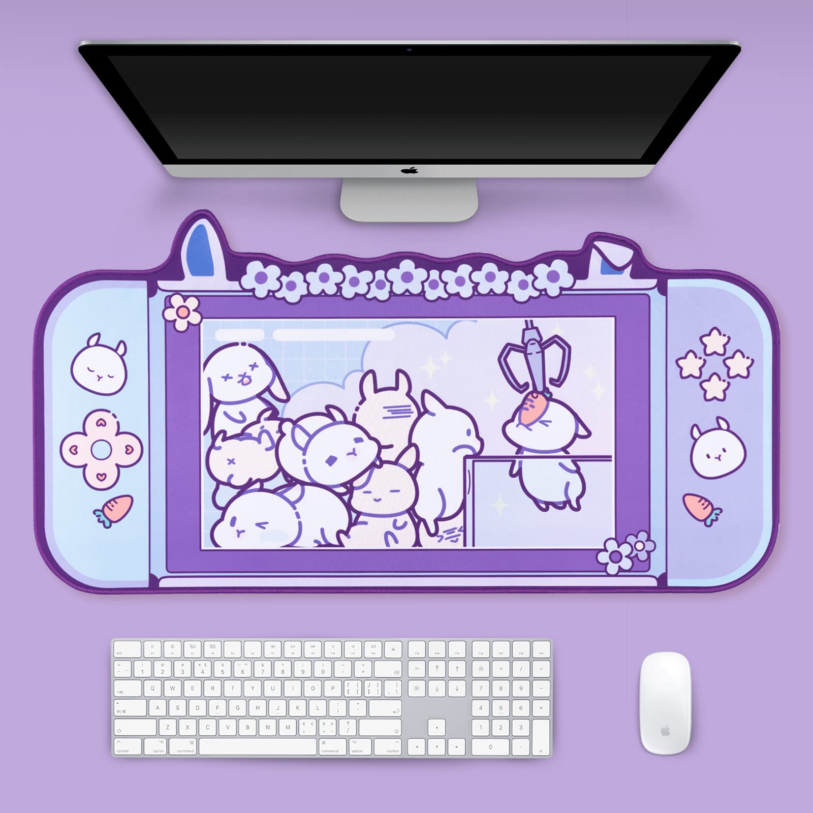 GeekShare Cute Bunny Mouse Pad - Non-Slip Rubber Base Desk Mat for Keyboard & Mouse, Gaming & Office Accessories | Perfect for PC, Laptop, Home Office & Gaming Setup (Pink)