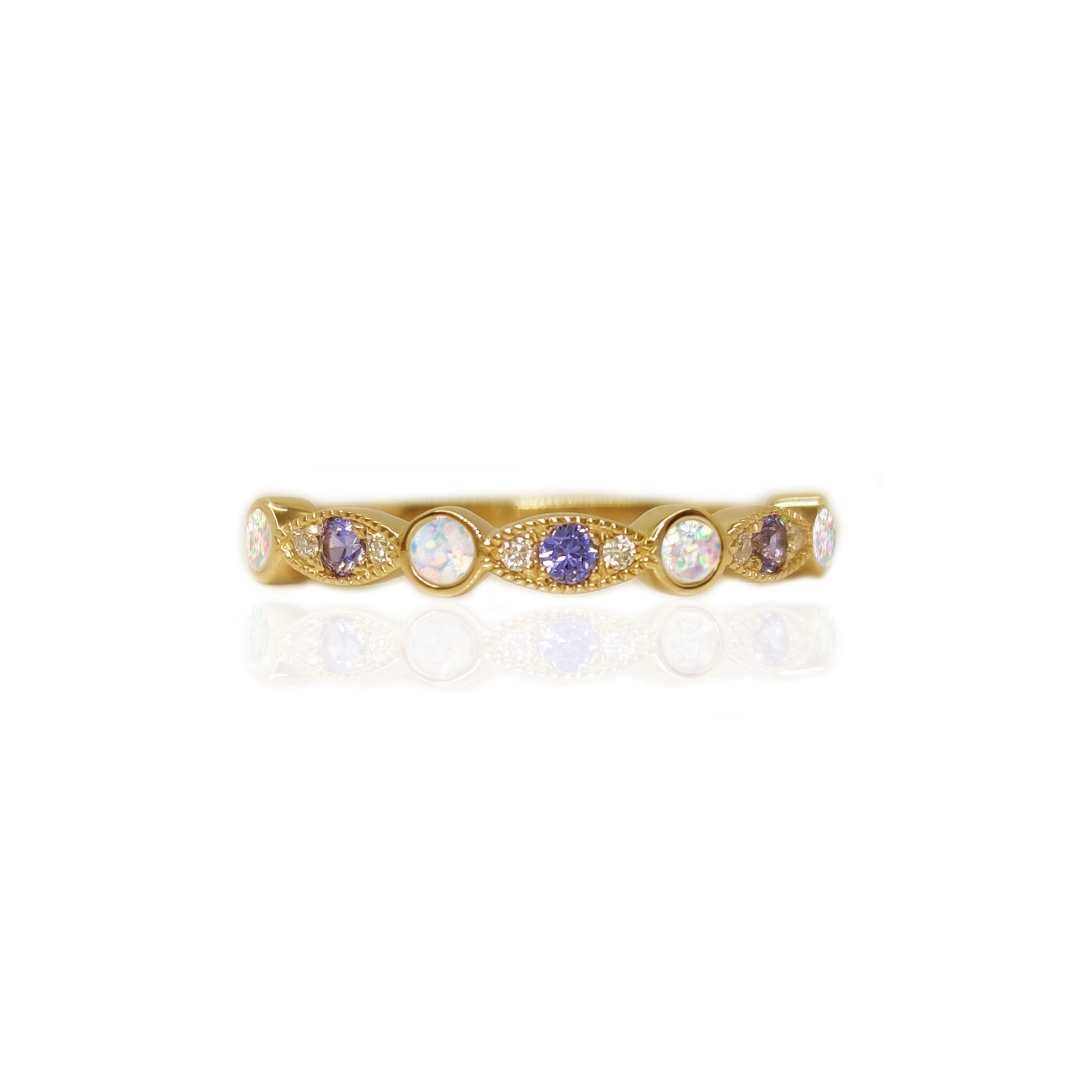 NurtureGlow Solid Gold Birthstone Stackable Ring for Ashes - Perfect Memorial Jewelry for Loved Ones | Elegant Stackable Rings for Everyday Wear or Special Occasions