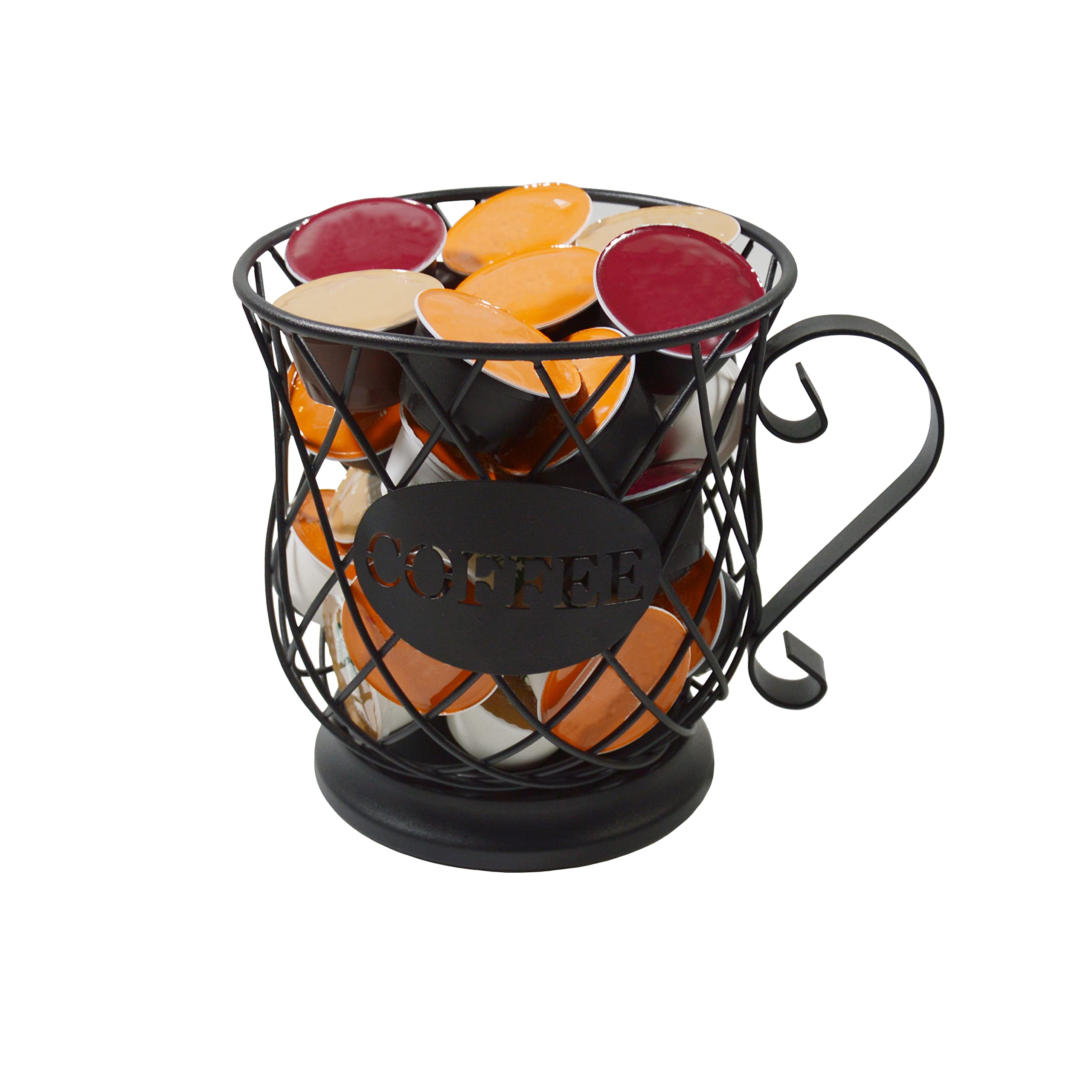 Multi-Use Coffee Pod Holder - Mug Shaped K-Cup Organizer & Storage Basket for Coffee Station, Counter, Bar - Black | Perfect for Keurig Pod Storage & Kitchen Organization