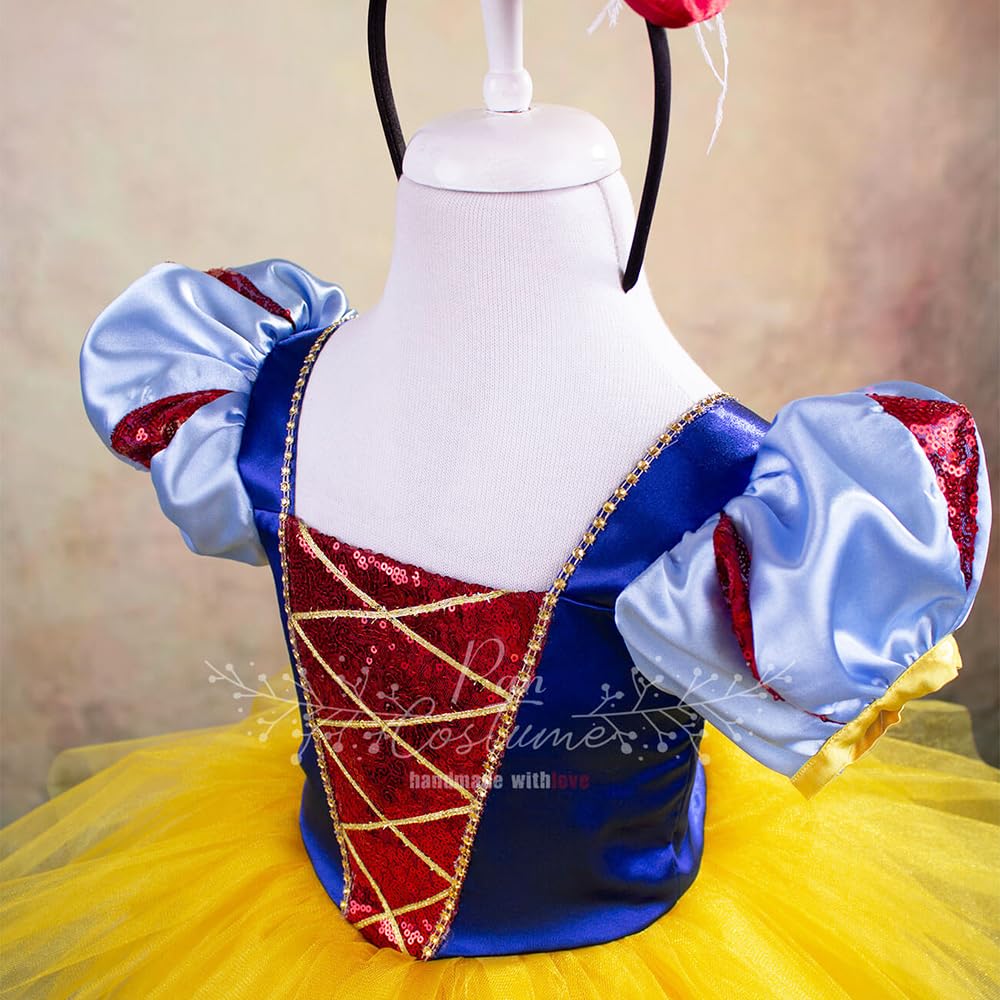 Snow White Baby Costume for Girls | Disney Princess Birthday Dress & Party Gown with Tutu Skirt | Toddler Dress 1T US Size | Perfect for Halloween, Birthday Parties & Photo Shoots