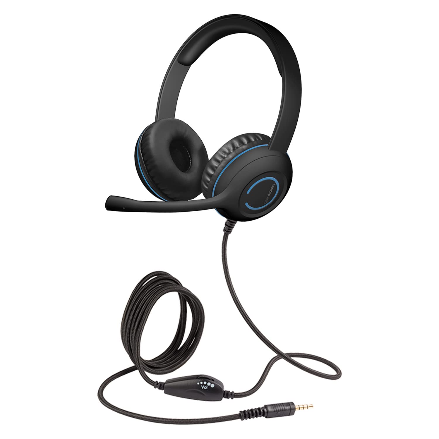 Cyber Acoustics AC-5002 3.5mm Stereo Headset 20-Pack with Noise Cancelling Microphone - Compatible with PC, Tablet, Cell Phone - Ideal for Classroom, Online Learning, Home Office & Remote Work (AC-5002-20)
