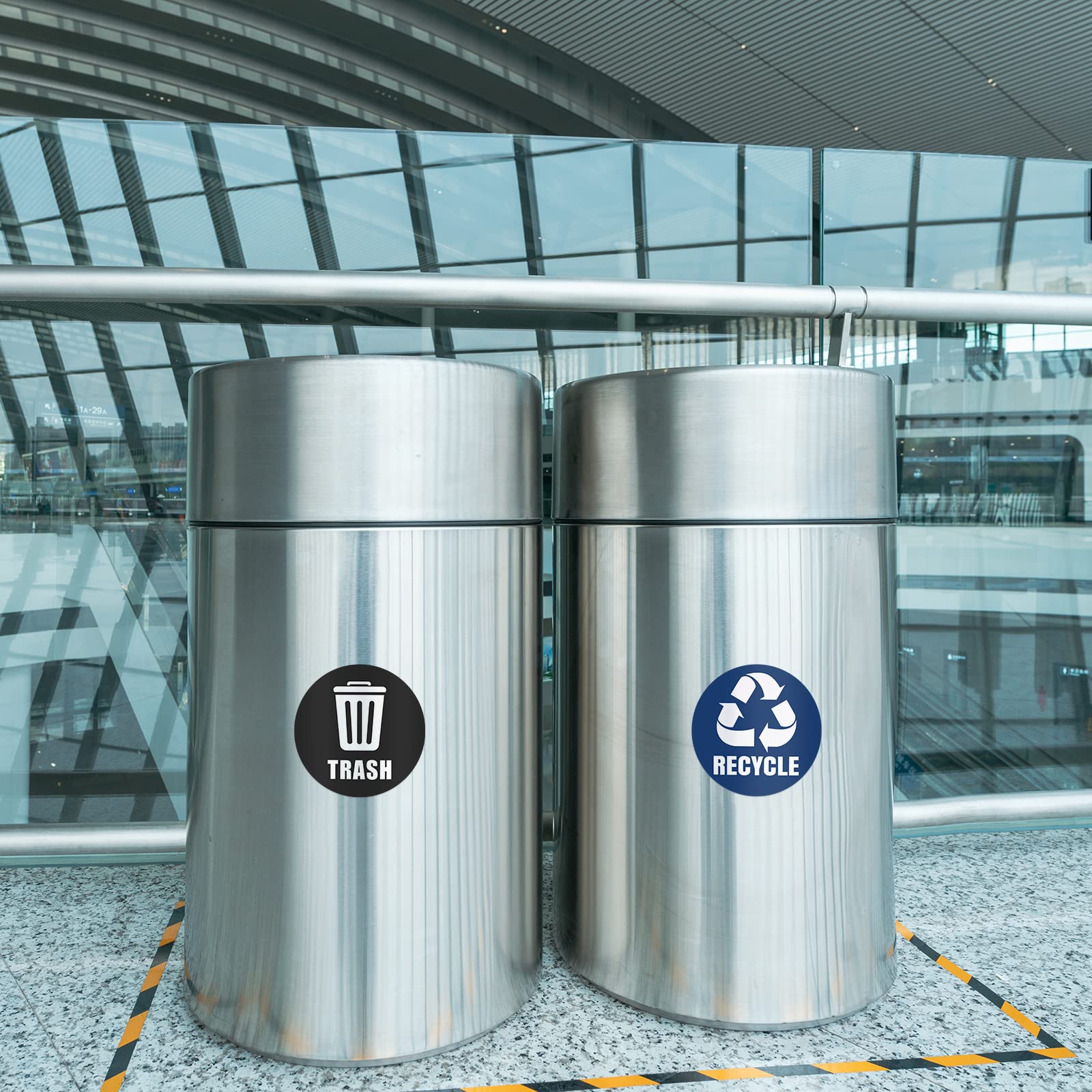 Meccanity 5 Inch Large Vinyl Trash Stickers Decals - Bin Labels for Stainless Steel & Plastic Trash Cans (Black, Pack of 2) - Perfect for Kitchen, Office & Public Spaces Waste Sorting