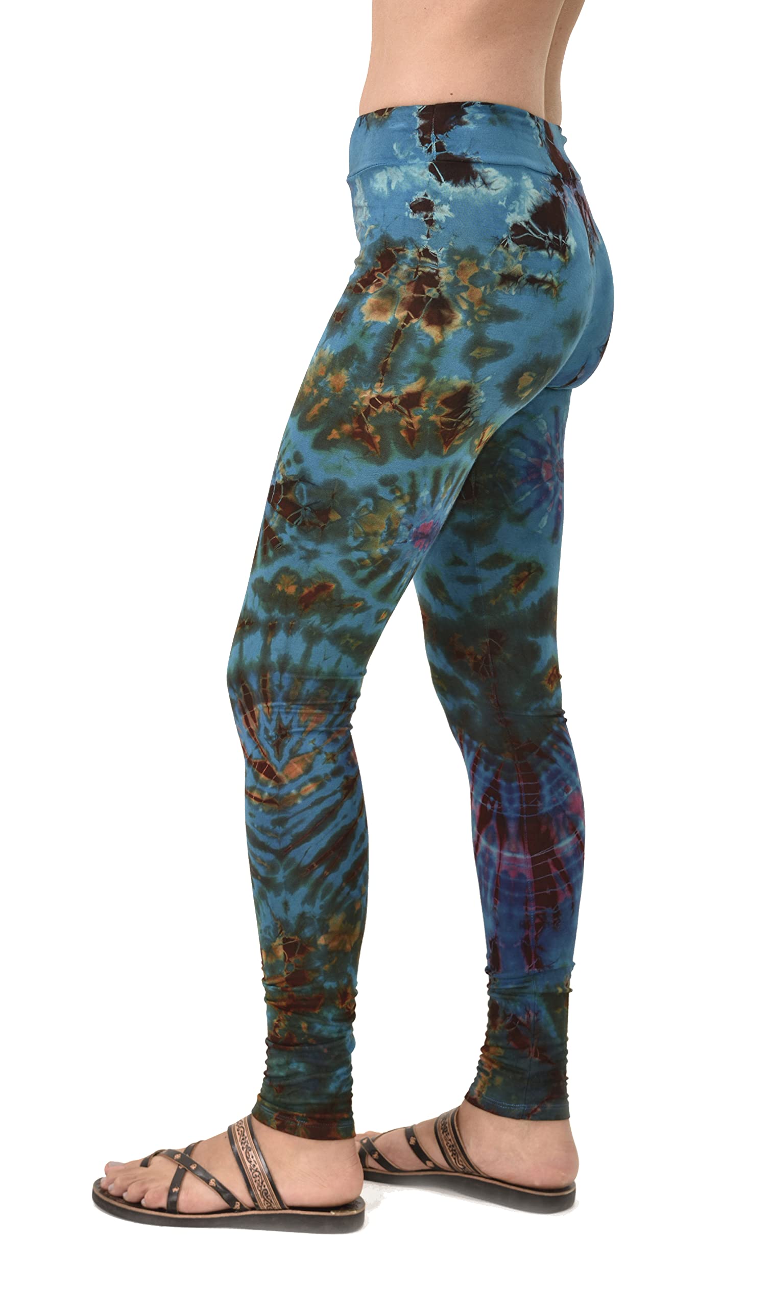 Tie Dye Yoga Pants for Women - Bohemian Hippie Leggings, Festival & Workout Tights, Reverse Tie Dye Design - Perfect for Yoga, Music Festivals & Boho Fashion