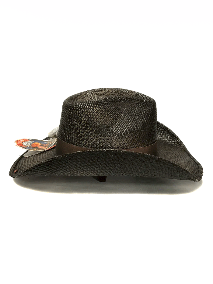 Bullhide SMILE AT ME 5040 Western Straw Cowboy Hat - Distressed Black for Men & Women - Perfect for Rodeo, Country Music Festivals & Summer Outdoor Activities