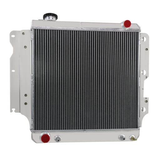 3 Row Aluminum Radiator for 1987-2006 Jeep Wrangler YJ/TJ 2.4L 2.5L 4.2L 4.0L Engine - Full Aluminum Cooling System with Shroud Fan & Relay Kit - Perfect for Off-Roading, Overheating Prevention & Engine Performance Upgrade