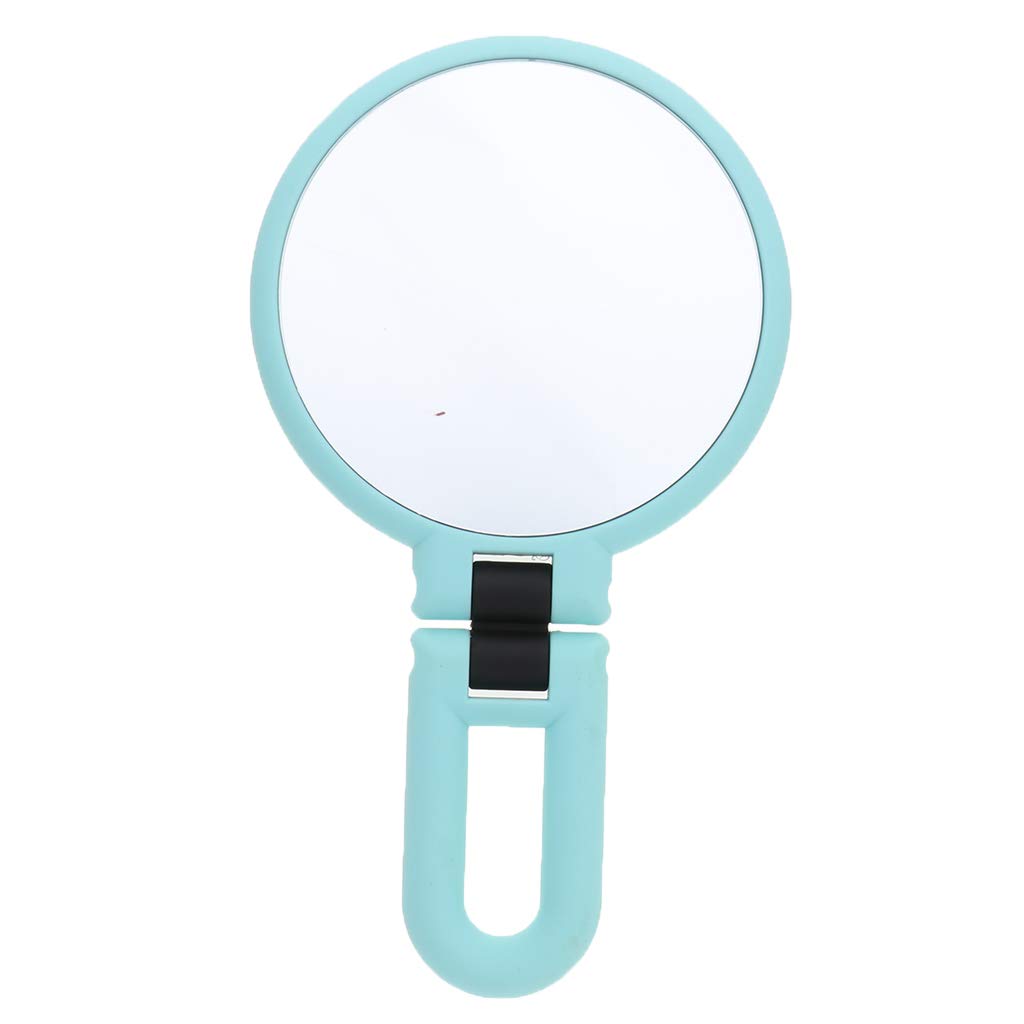 LOSA Folding Handheld Double Sided Mirror - 15X Magnifying Makeup Mirror for Travel, Home & Salon Use | Portable Compact Vanity Mirror with Regular & Magnified Views | Perfect for Makeup Application, Skincare & Eyebrow Grooming