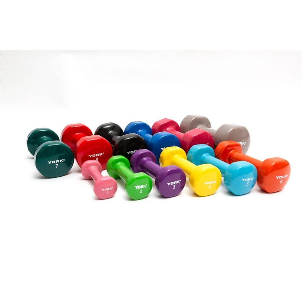 York Barbell Multi-Color Vinyl Dumbbells - Adjustable Weight Set for Home Gym, Strength Training & Fitness Workouts | Ideal for CrossFit, HIIT & Muscle Building