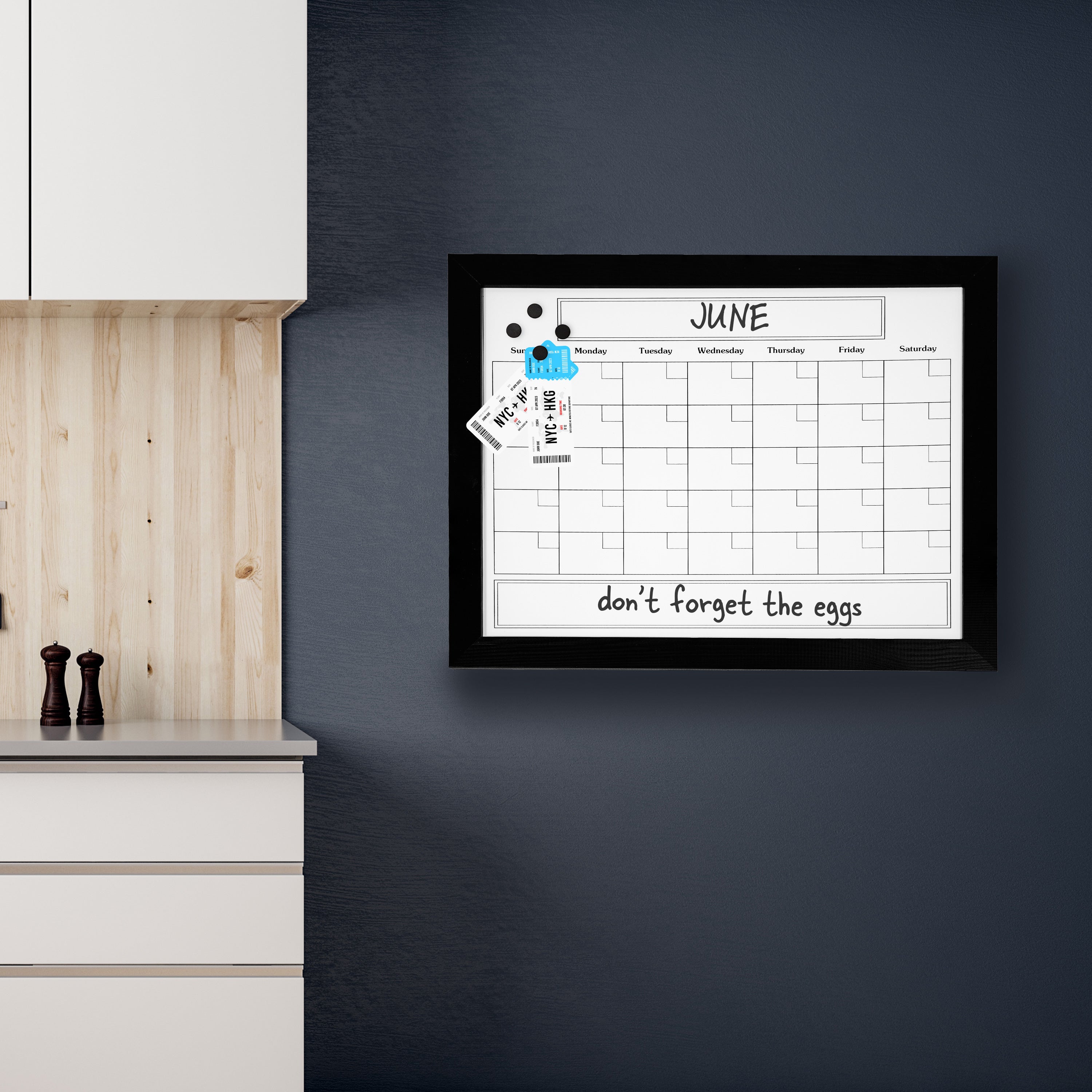 Sunnydaze 30 x 24 Inch Dry Erase Whiteboard Calendar - Magnetic Weekly/Monthly Planner Board with Marker & Eraser - Perfect for Home, Office, Classroom Organization & Scheduling