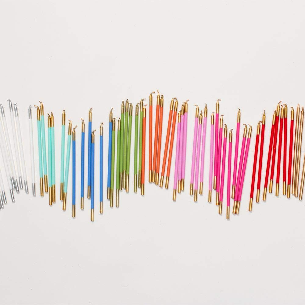 Premium Caspari Slim Silver Birthday Candles - Set of 32 Elegant Taper Candles for Cake Decorating, Party Celebrations & Special Occasions