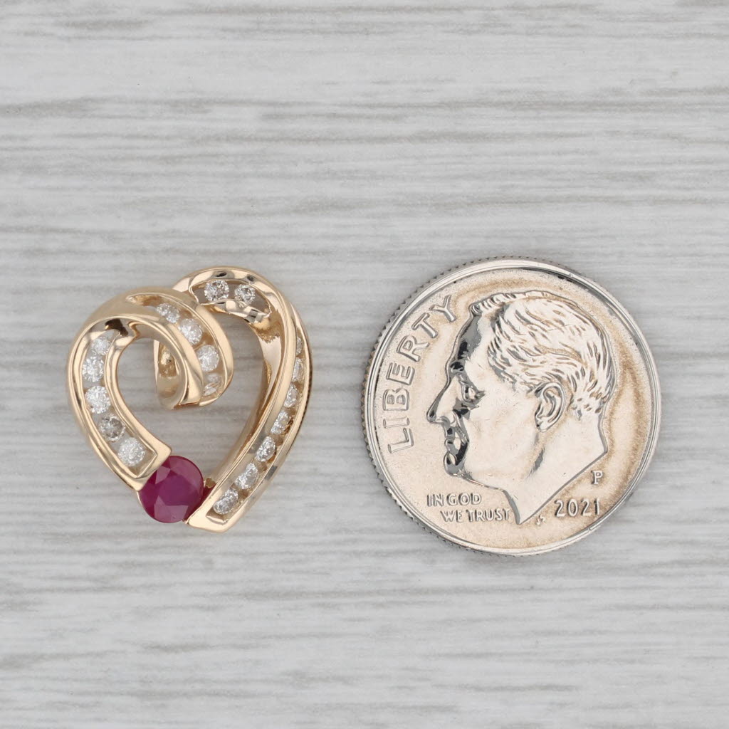 0.65ctw Genuine Ruby & Diamond Heart Pendant Necklace in 14k Yellow Gold - Perfect for Valentine's Day Gifts, Anniversary Presents & Romantic Occasions