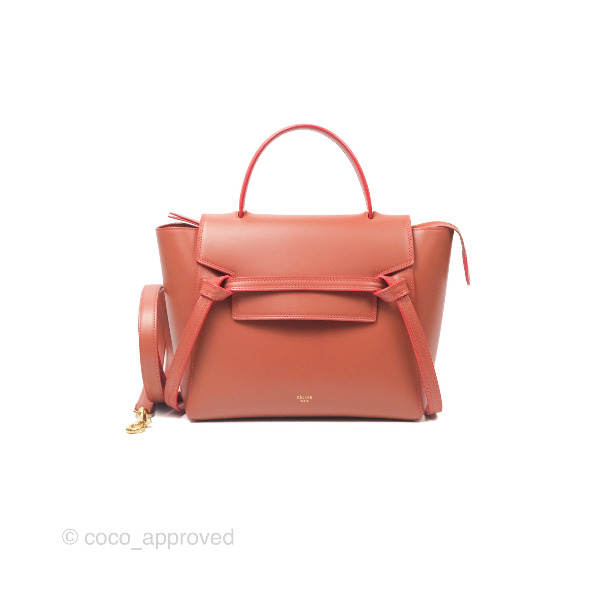 Celine Micro Belt Bag in Terracotta | Smooth Leather with Gold Hardware | Perfect for Work, Travel & Everyday Use