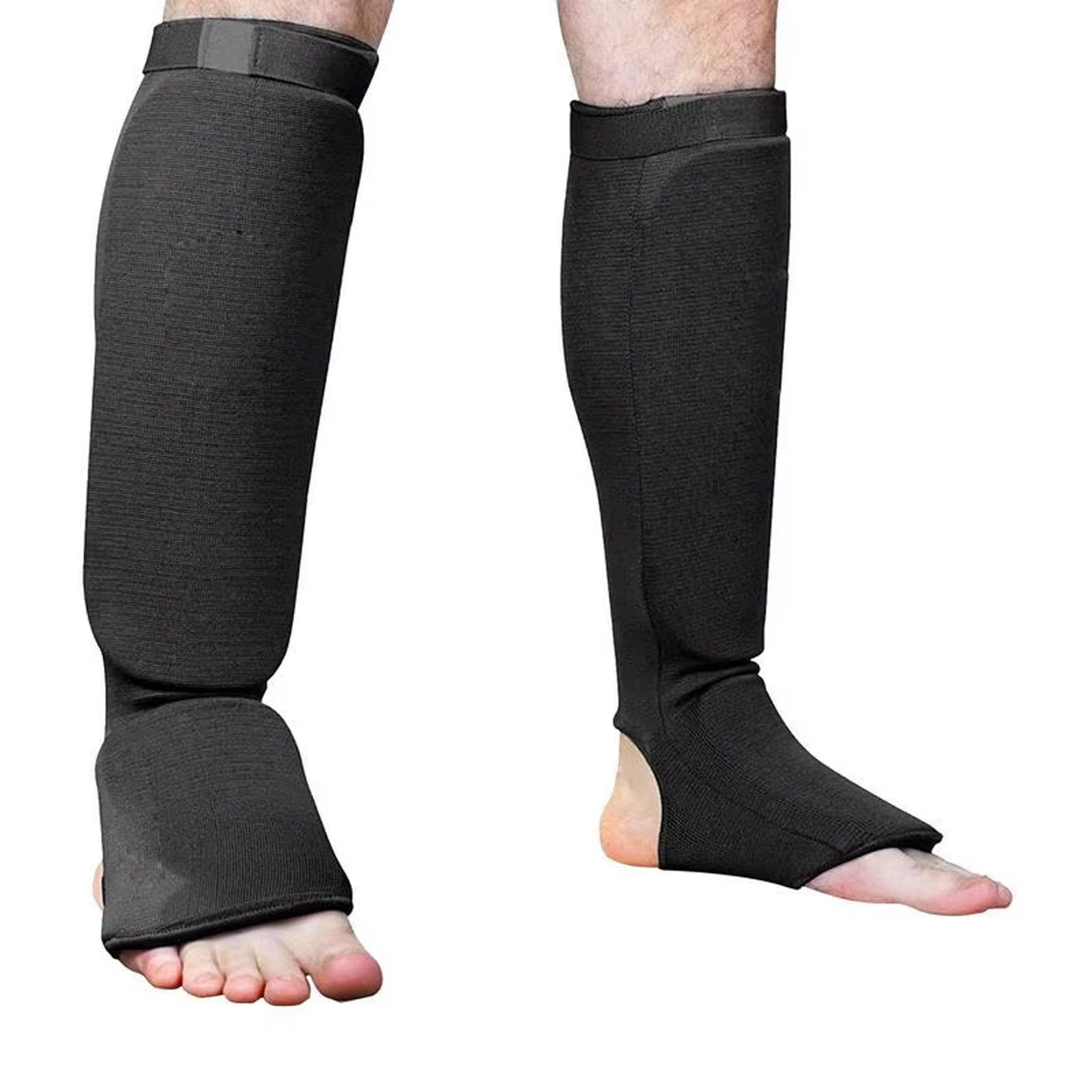 Premium Black MMA Shin Guards - Kickboxing, Muay Thai & Martial Arts Protective Gear for Training & Competition