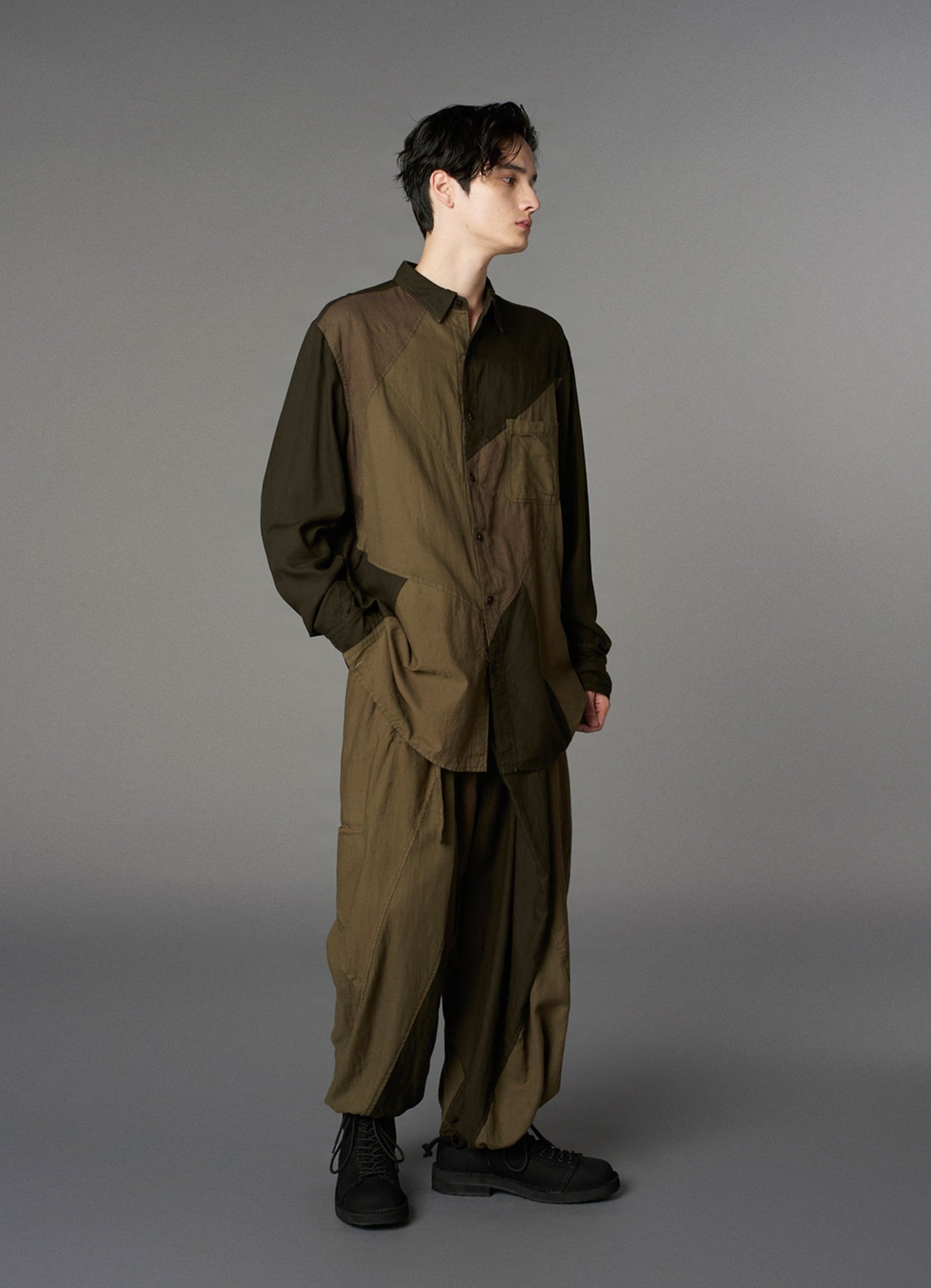 Cubism Patchwork Product Dyed Switching Shirt – Stylish & Unique Casual Wear for Men & Women | Perfect for Street Fashion, Art Lovers & Everyday Outfits
