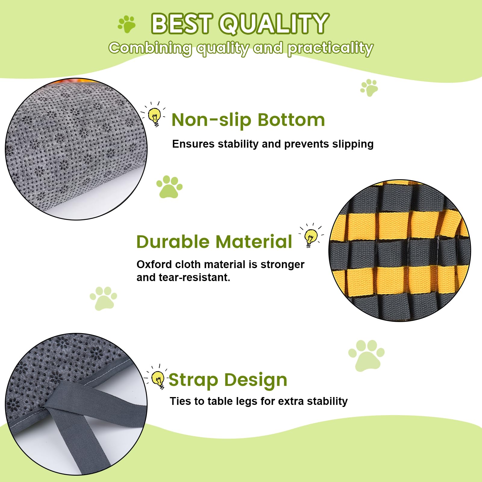 PAWSPURR Snuffle Mat for Dogs - Slow Feeding Puzzle Toy for Interactive Foraging, Scent Training & Stress Relief - Durable Pet Mat for All Breeds (Yellow, 80x50cm) - Perfect for Mealtime Enrichment & Indoor/Outdoor Play