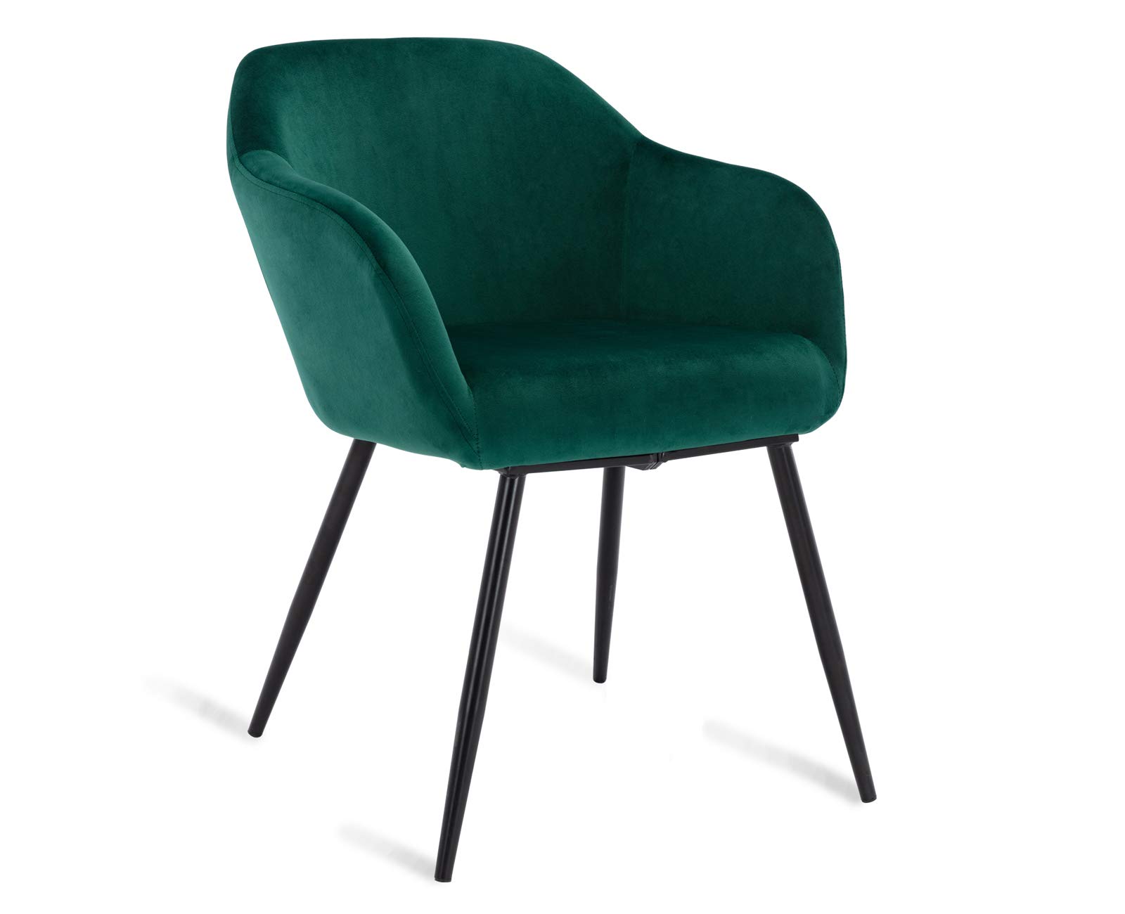 Modern Velvet Accent Chair with Arms - Dark Green Upholstered Lounge Chair for Living Room, Bedroom & Office - Comfortable Side Corner Seating for Home Decor & Workspace