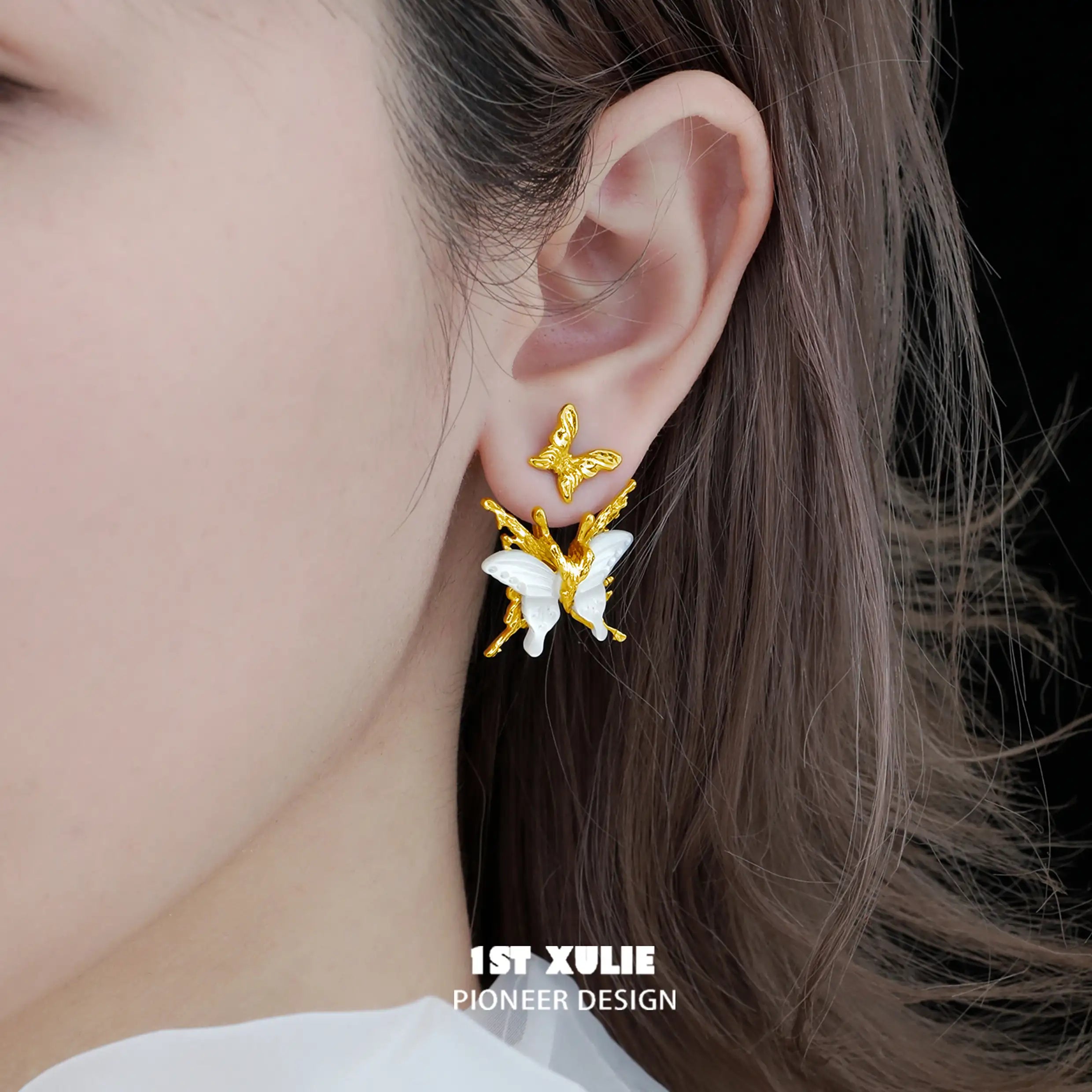 Whiterfly S925 Sterling Silver 24K Gold Plated Shell Earrings for Women - Elegant Beach Wedding Jewelry Gift