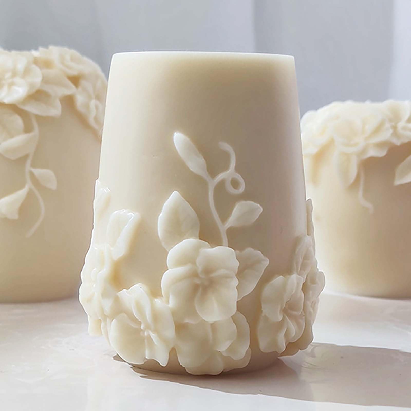 Premium Silicone Cylinder Candle Molds for DIY Home Decor - Rose Flower & Wave Spiral Pillar Molds for Resin Casting & Candle Making - Perfect for Wedding Centerpieces, Spa Relaxation & Holiday Decorations