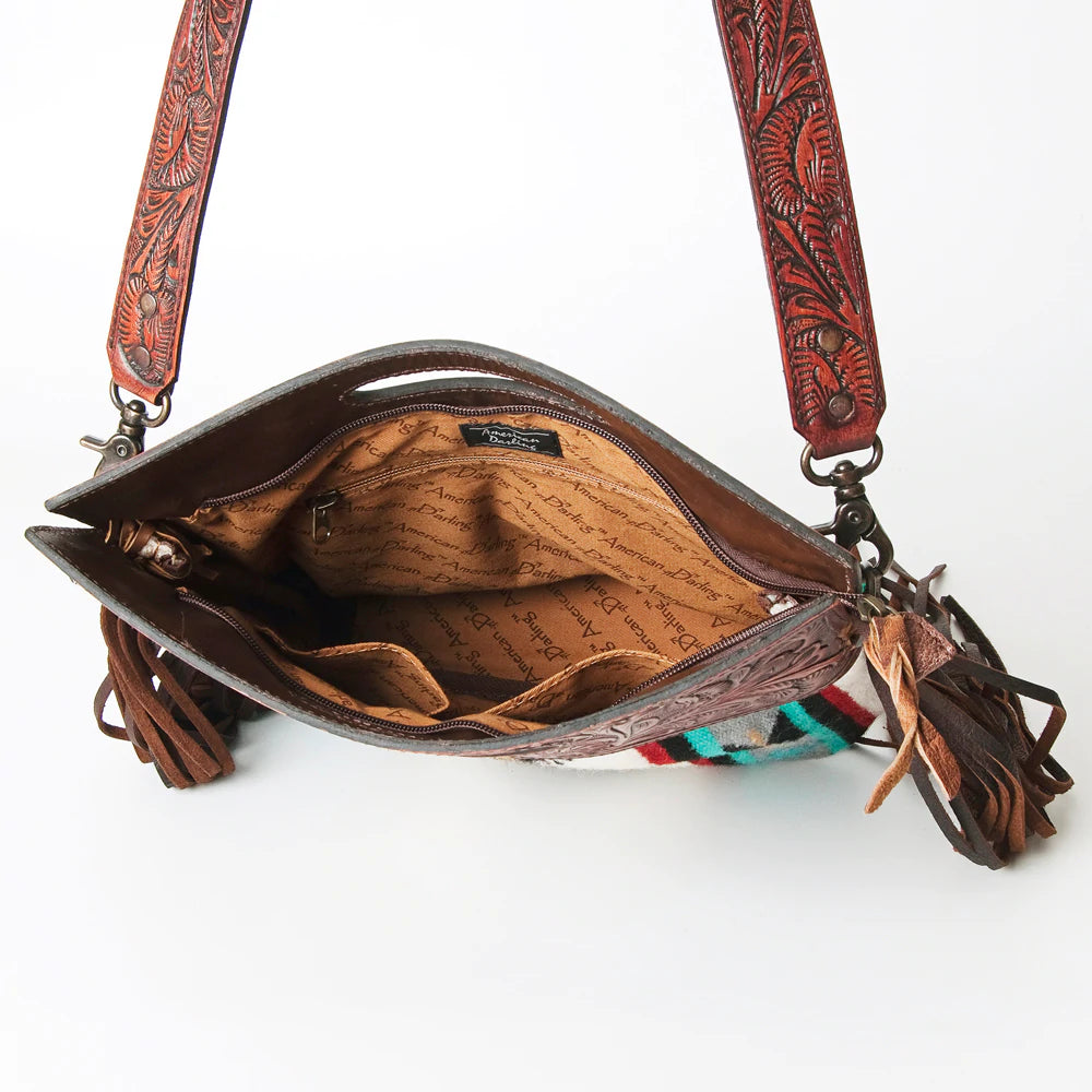 American Darling White, Turquoise & Red Aztec Crossbody Purse - Boho Chic Handbag for Women, Perfect for Festivals, Travel & Everyday Use