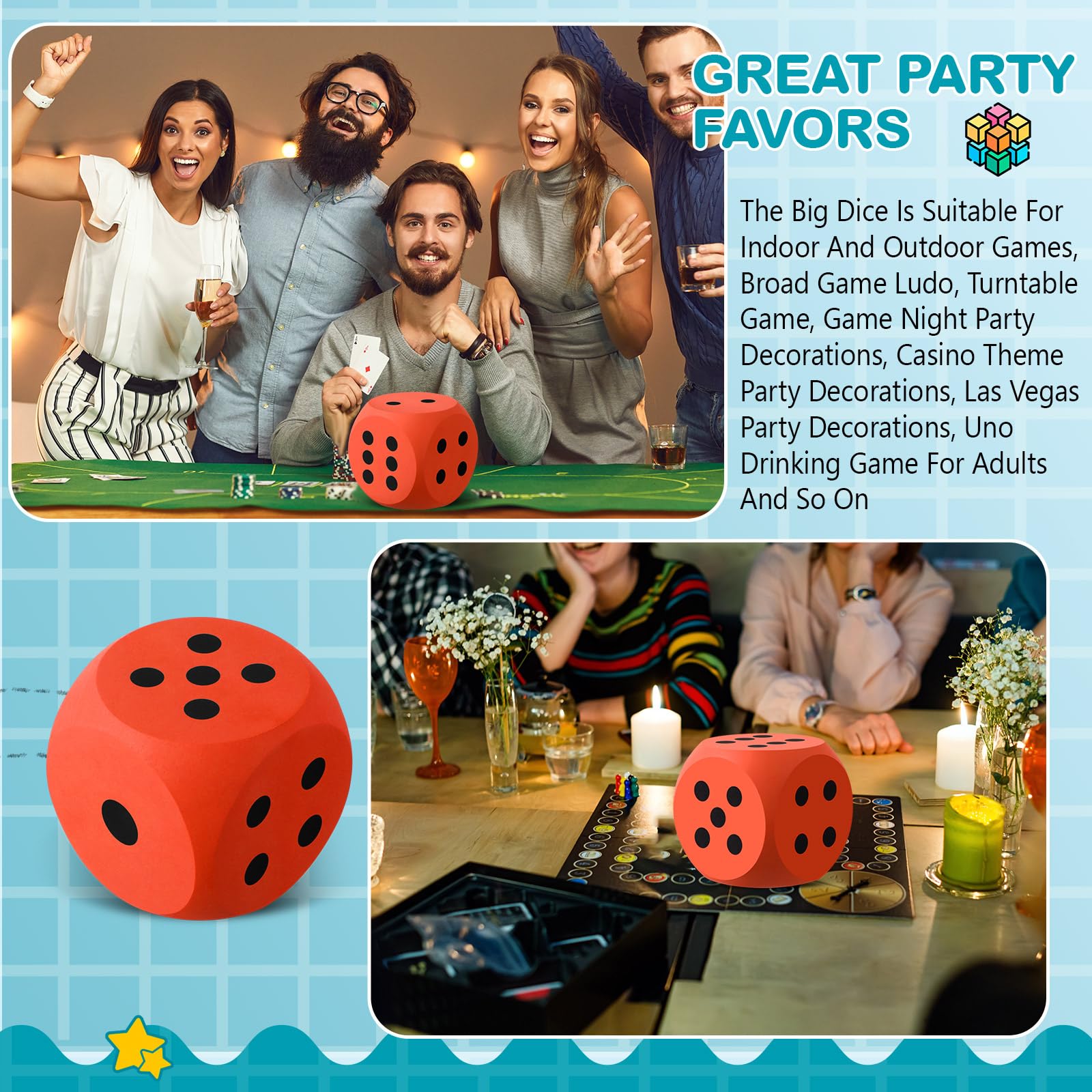 Shappy 6 Inch Large Foam Dice - Fun Educational Toy for Game Nights & Learning Activities | Soft Eva Foam Jumbo Cube, Giant Building Blocks for Kids & Adults (Orange, 1 Piece) - Perfect for Family Game Nights, Classroom Activities & Party Decorations