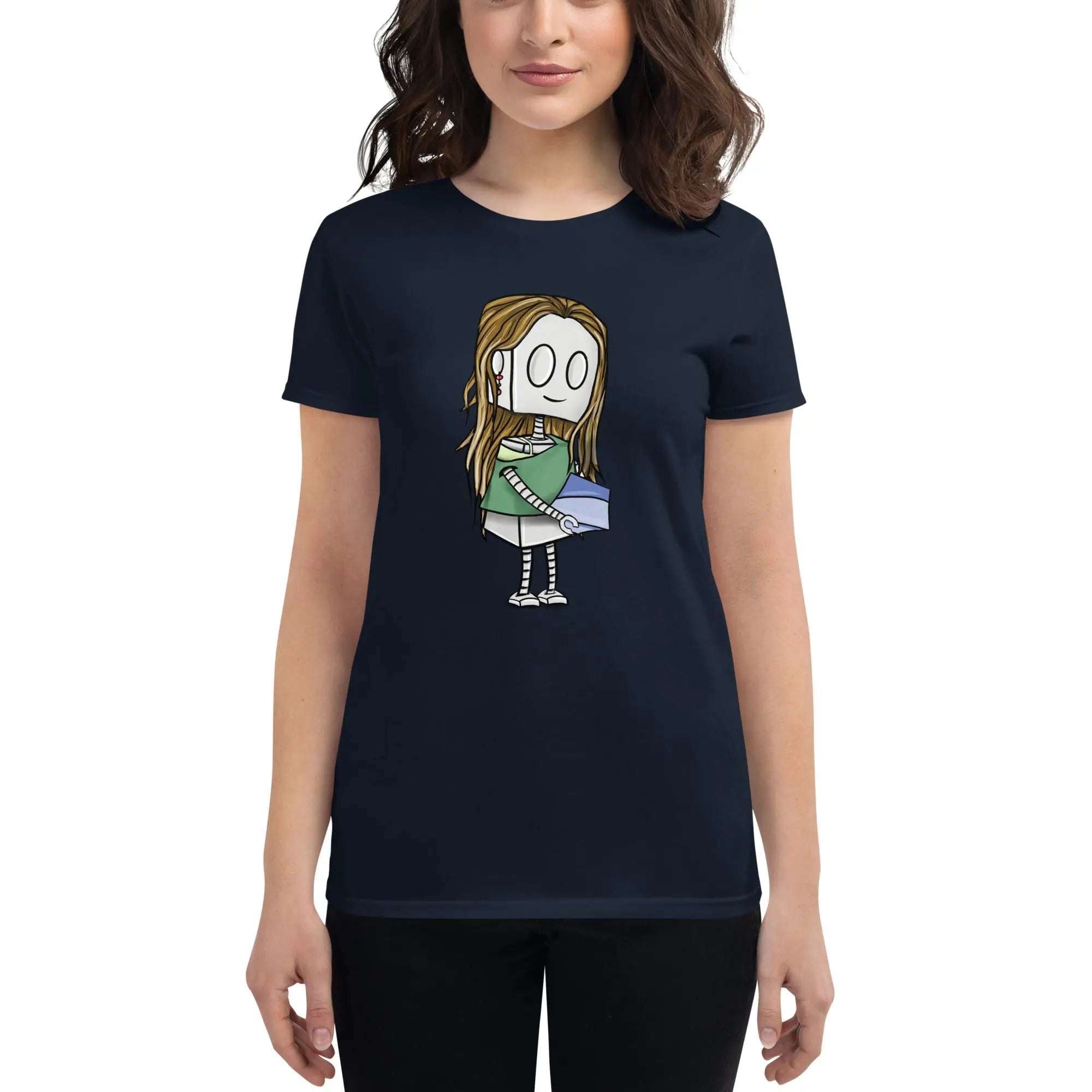 Adorable Robot Ladies Premium T-Shirt for Pottery Lovers - Comfortable Cotton Tee for Women, Gift for Artists & Tech Enthusiasts - Perfect for Casual Wear, Studio Sessions & Geek Culture Events