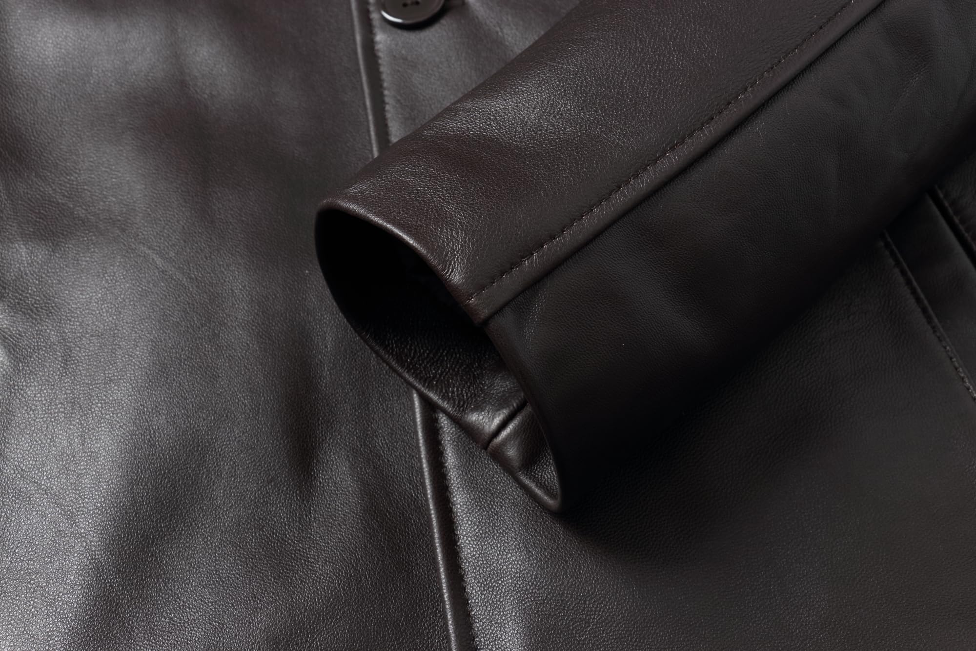 REED EST. 1950 Men's Genuine Lambskin Leather Jacket - Classic 4-Button Car Coat for Fall & Winter | Premium Outerwear for Business Casual & Everyday Wear