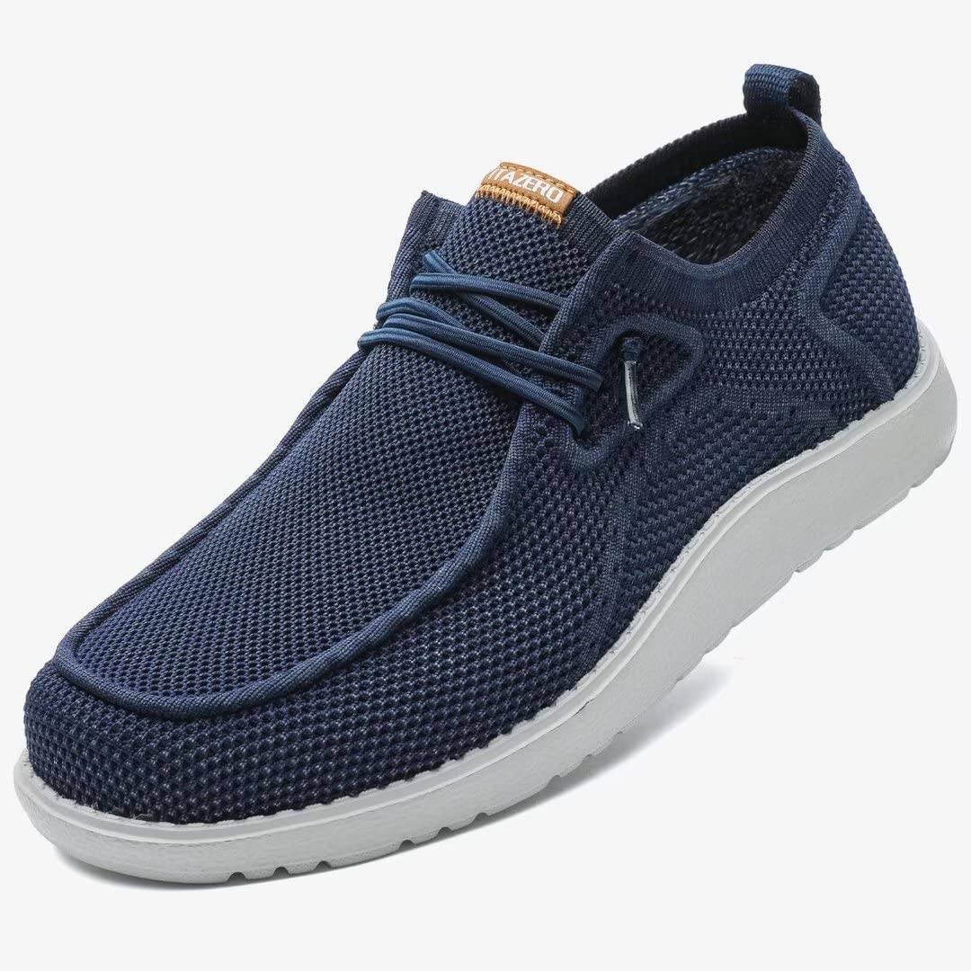 1TAZERO Men's Wide Slip-On Loafers - Comfortable Boat Shoes with Arch Support for Casual Wear & Outdoor Activities