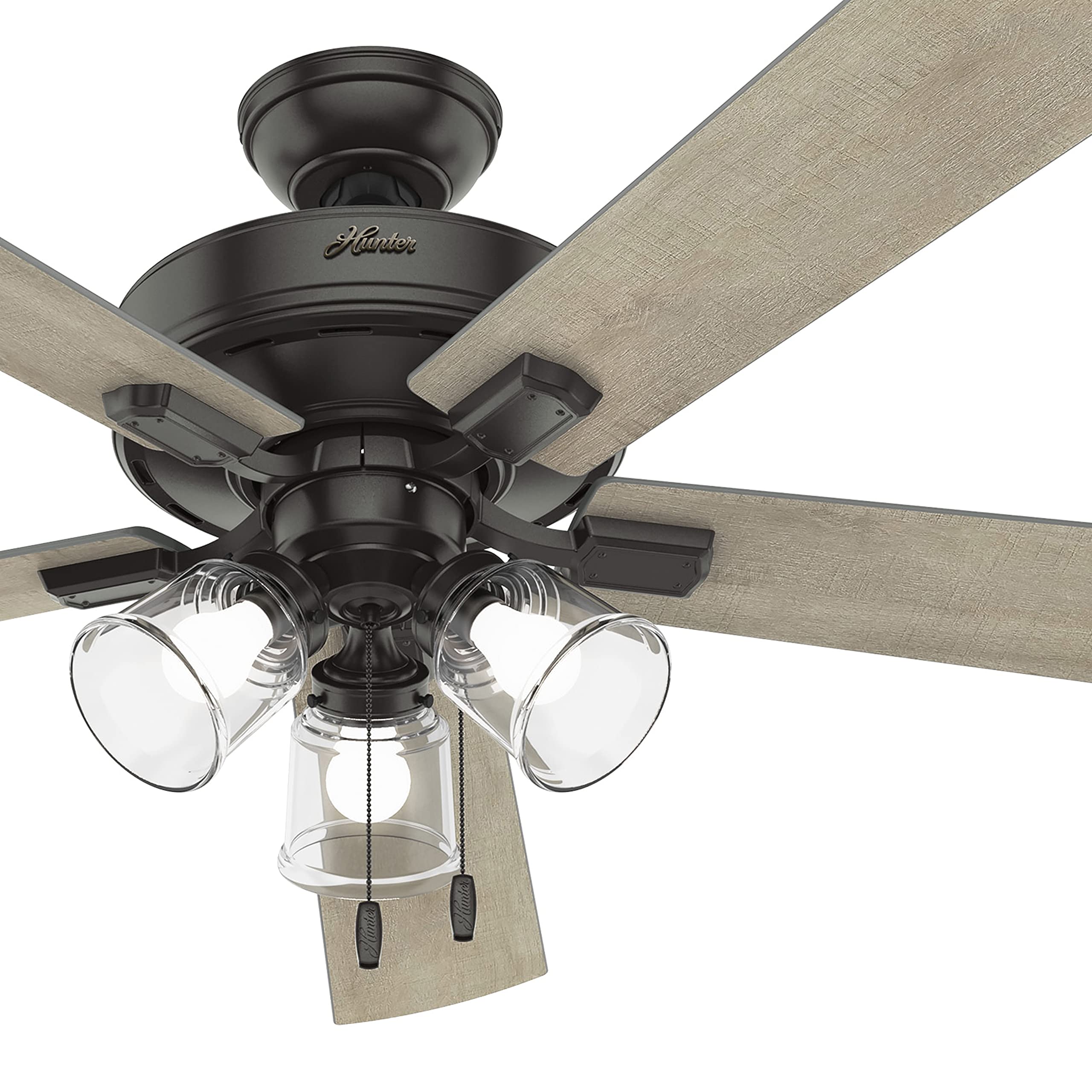 Hunter Fan 60 inch Noble Bronze Indoor Ceiling Fan with Light Kit and Pull Chain - Energy Efficient Quiet Blades for Living Room, Bedroom, Office (Renewed)