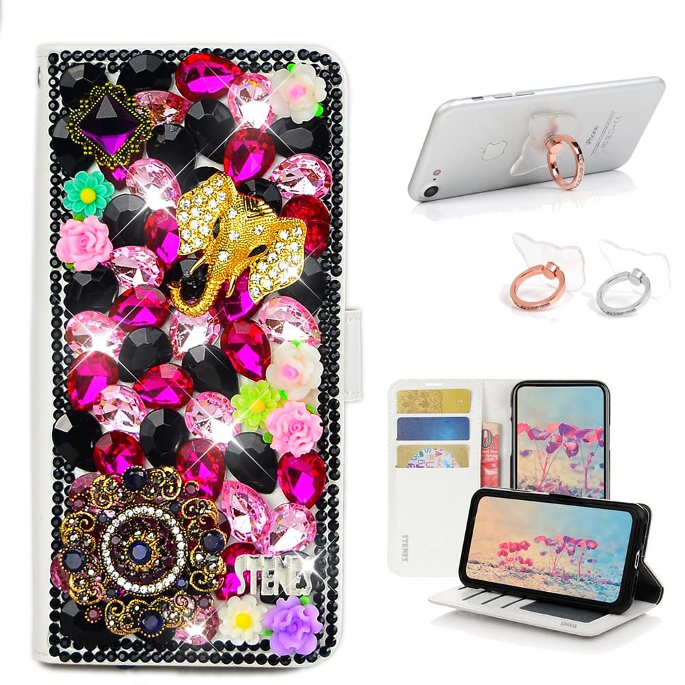 STENES Bling Wallet Case for Samsung A20e - 3D Elephant Jewelry Cover with Ring Stand [2 Pack] - Perfect for Parties & Travel