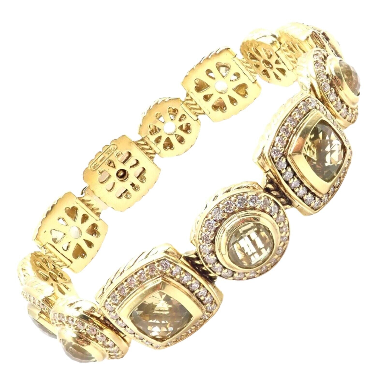 David Yurman Albion 18K Yellow Gold Diamond & Lemon Citrine Link Bracelet for Women - Luxury Jewelry Gift for Anniversary, Birthday & Special Occasions