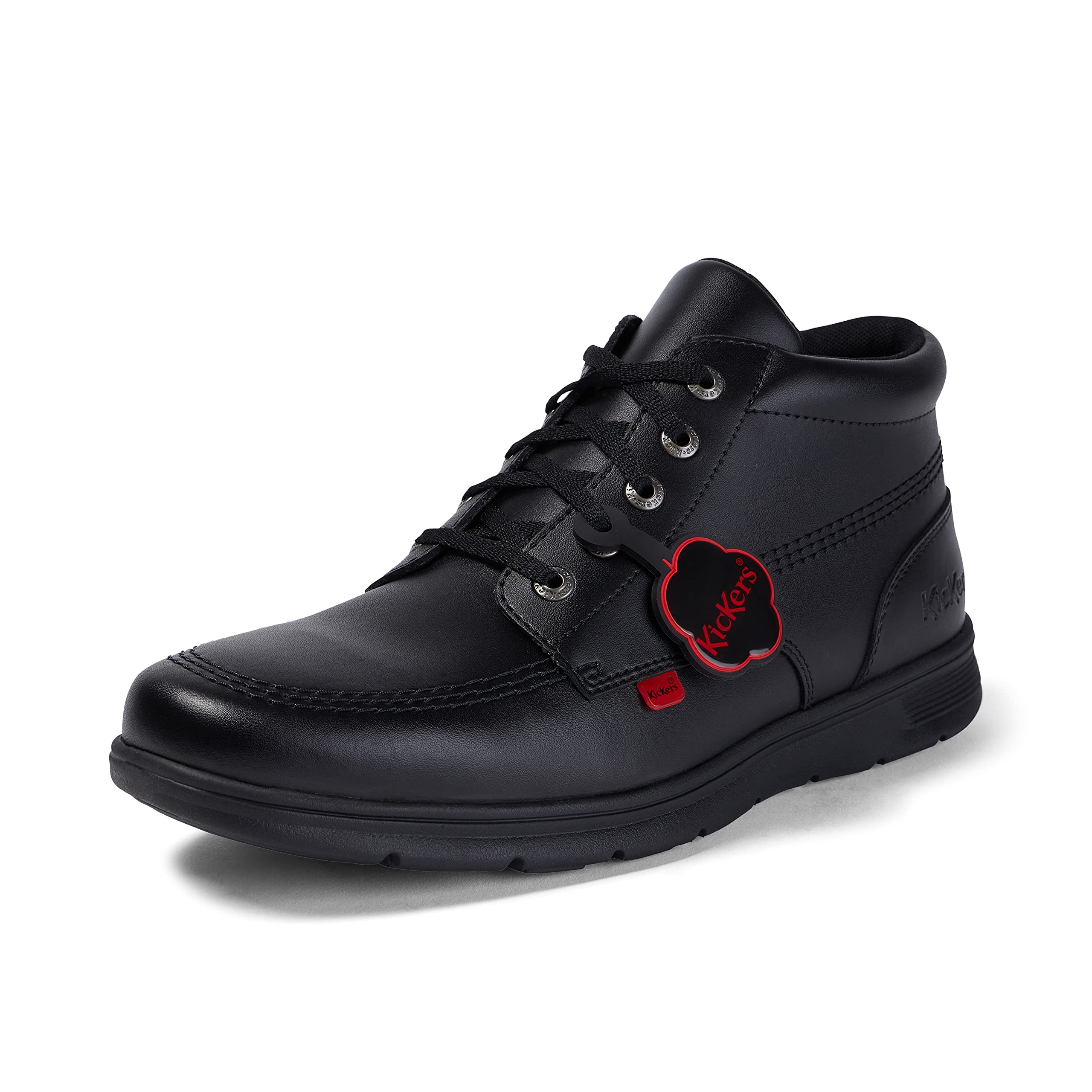Kickers Kids Kick Lo Black Leather School Shoes for Boys & Girls - Comfortable & Durable for Everyday Wear, School & Play